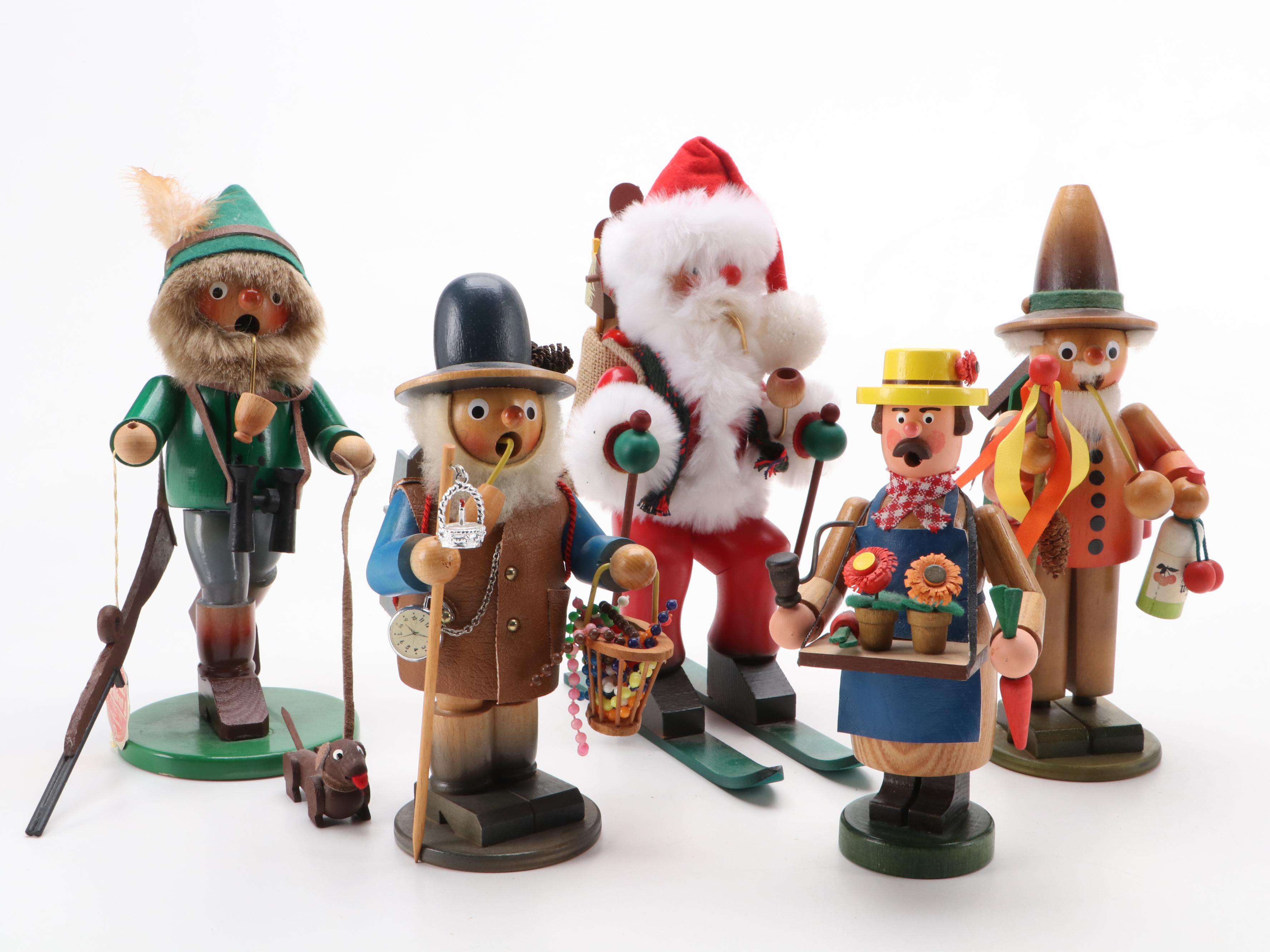 Steinbach and Other German Hand-Crafted Wooden Incense Smoker Figures