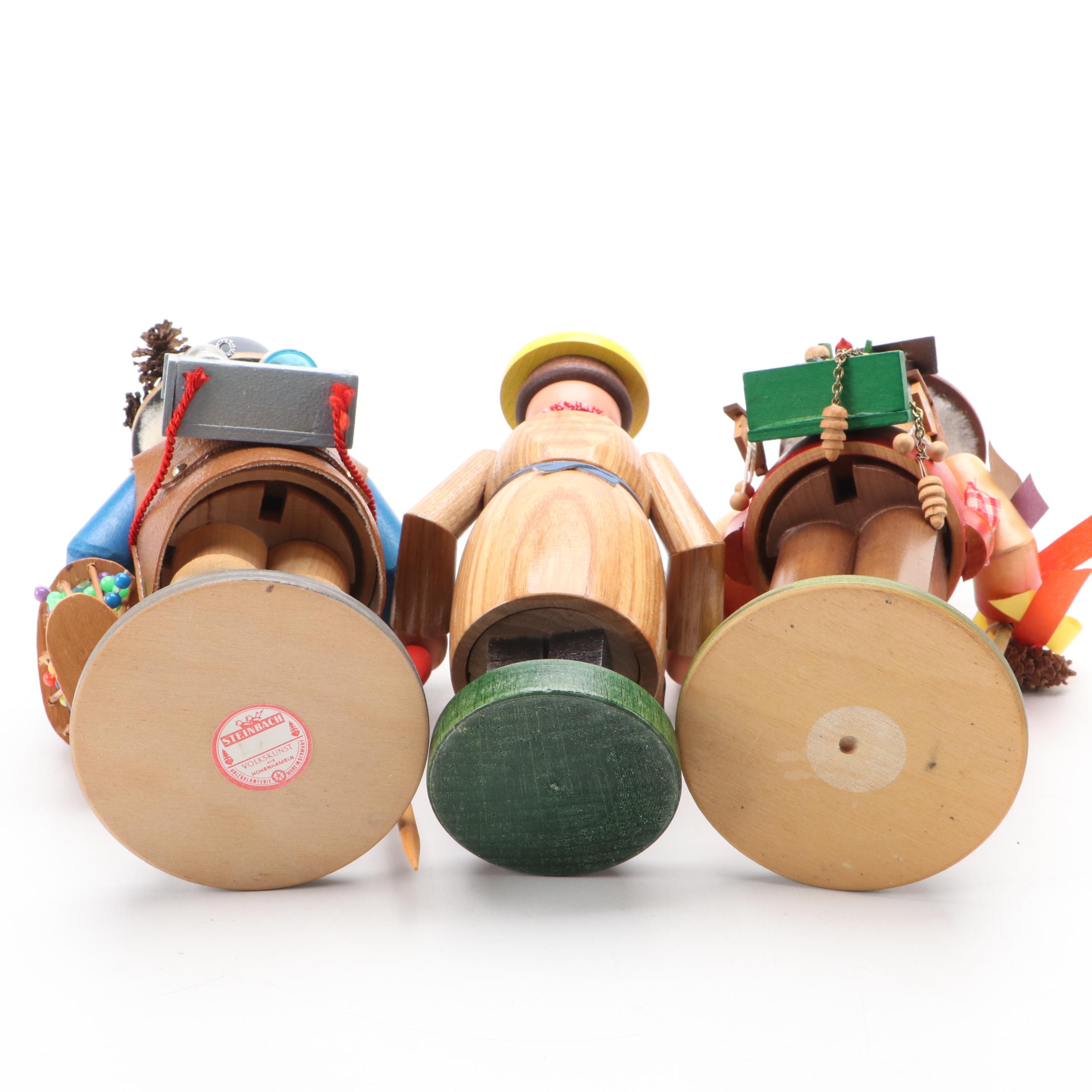 Steinbach and Other German Hand-Crafted Wooden Incense Smoker Figures