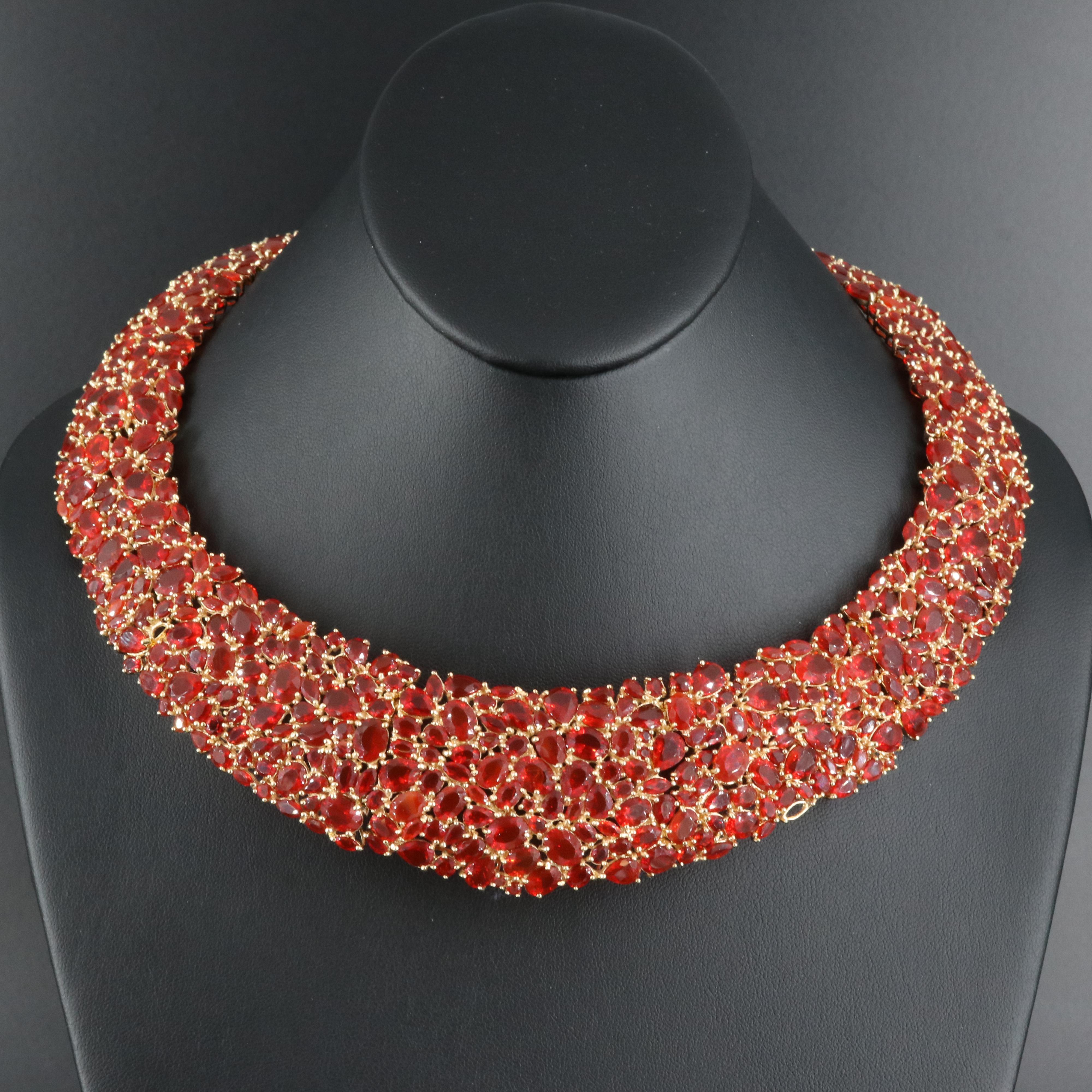 18K Fire Opal Bib Necklace