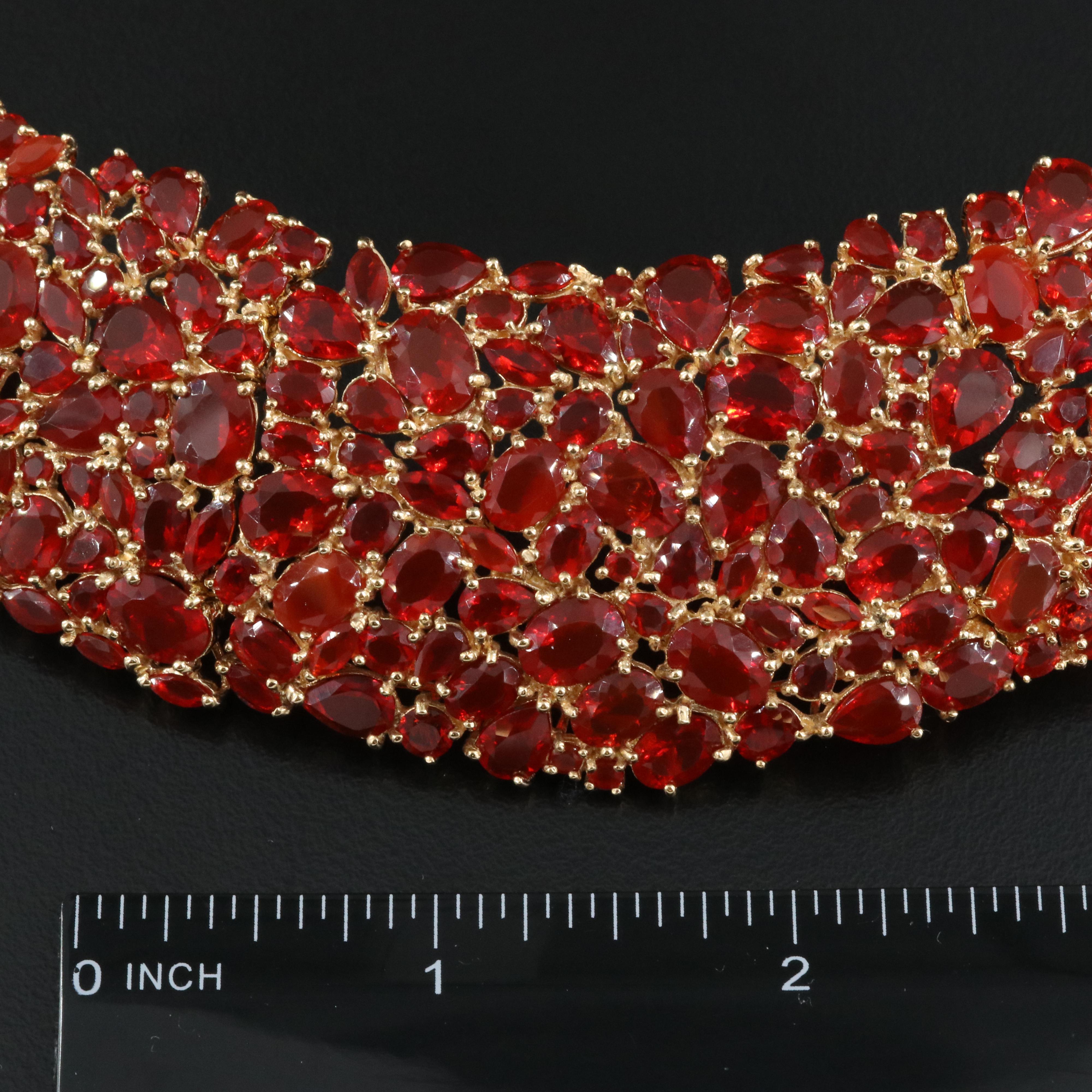 18K Fire Opal Bib Necklace