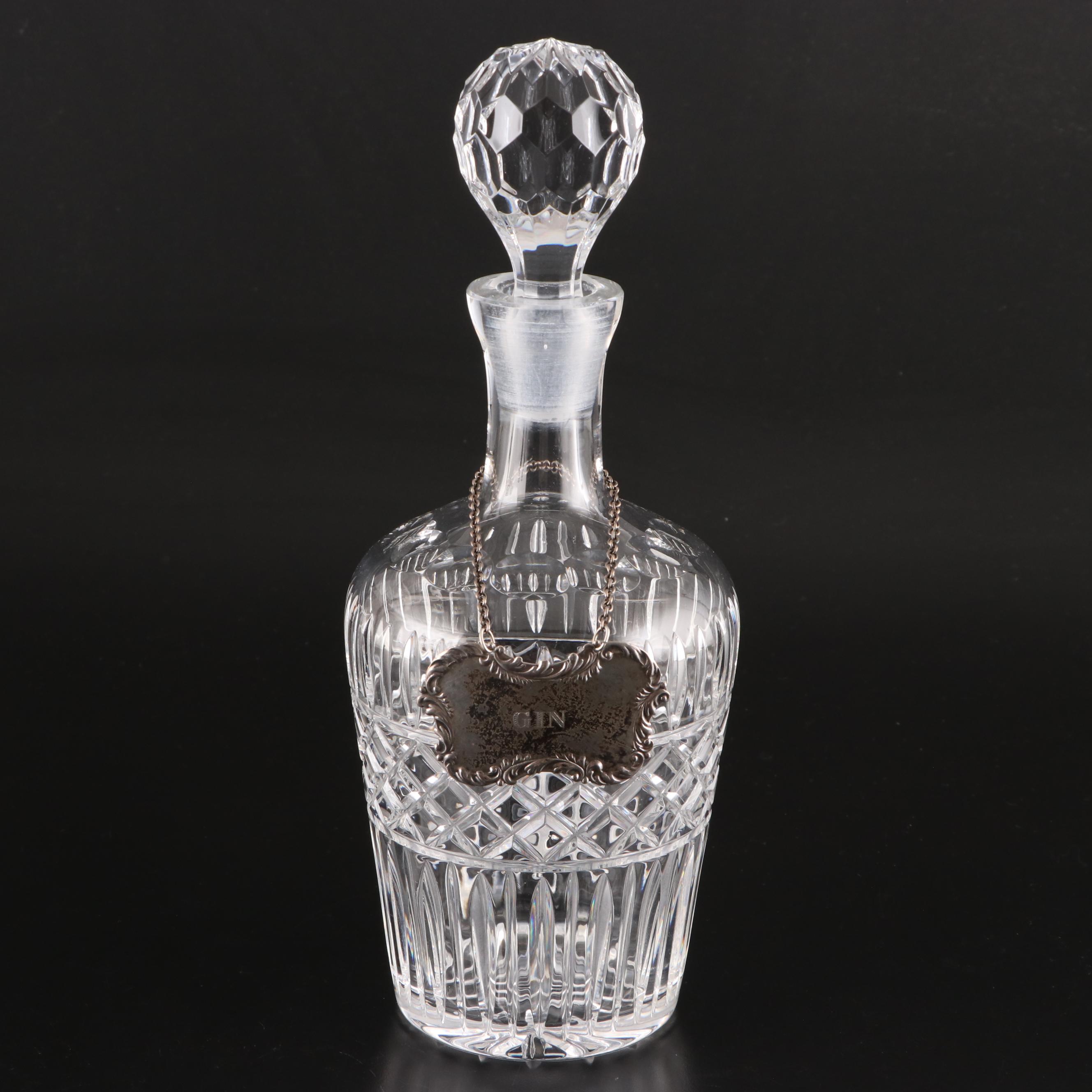 Crystal Liquor Decanters with Sterling Silver Labels