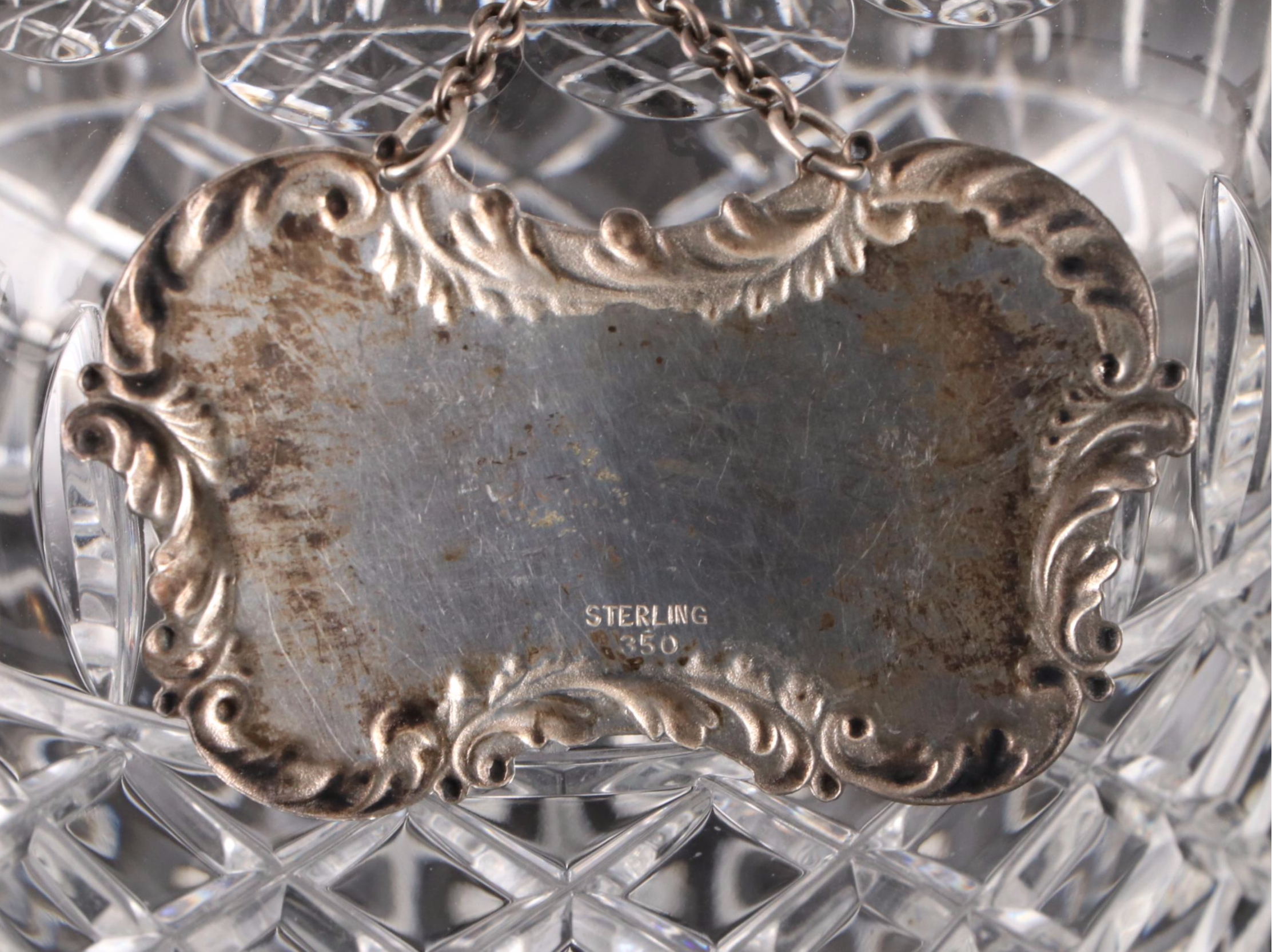 Crystal Liquor Decanters with Sterling Silver Labels