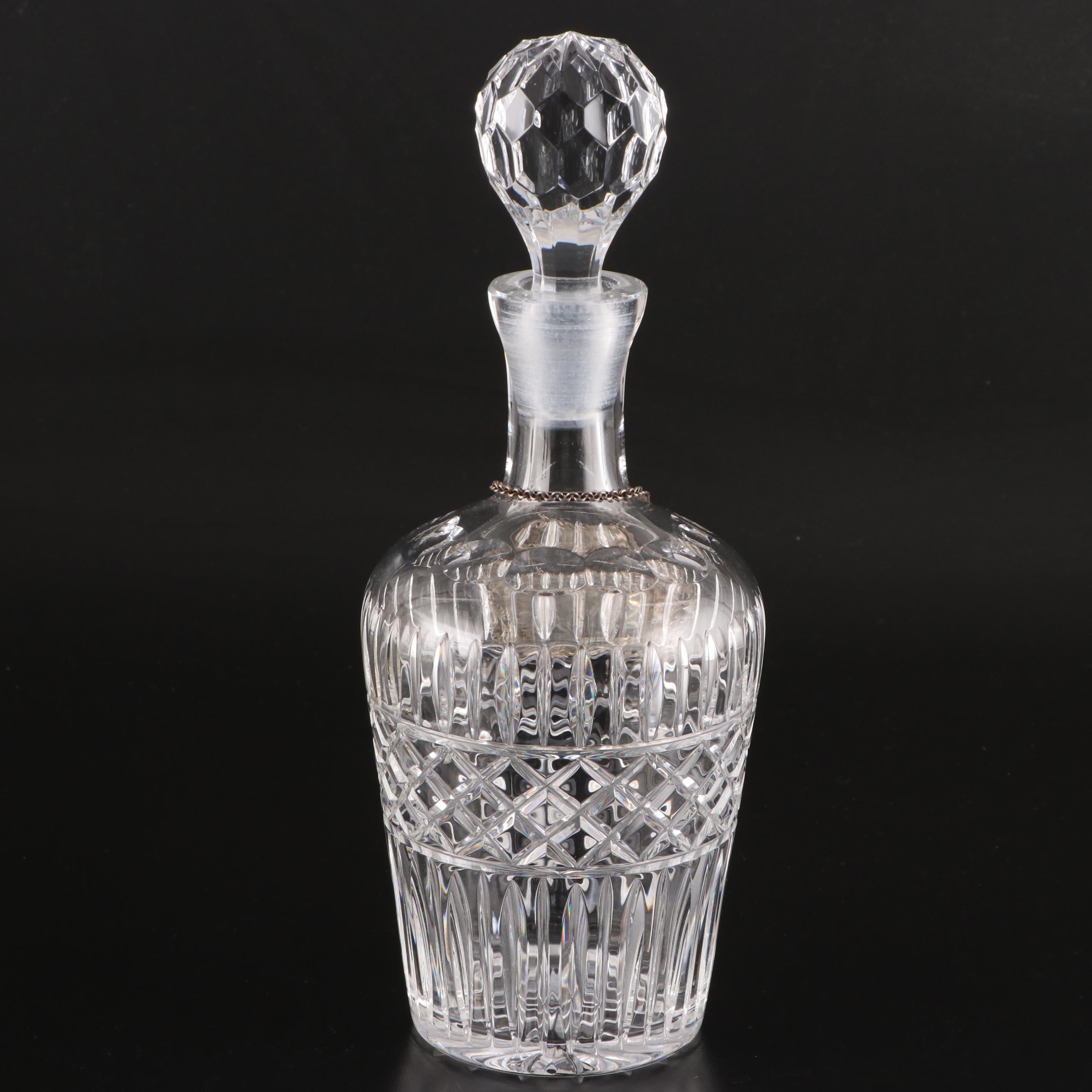 Crystal Liquor Decanters with Sterling Silver Labels