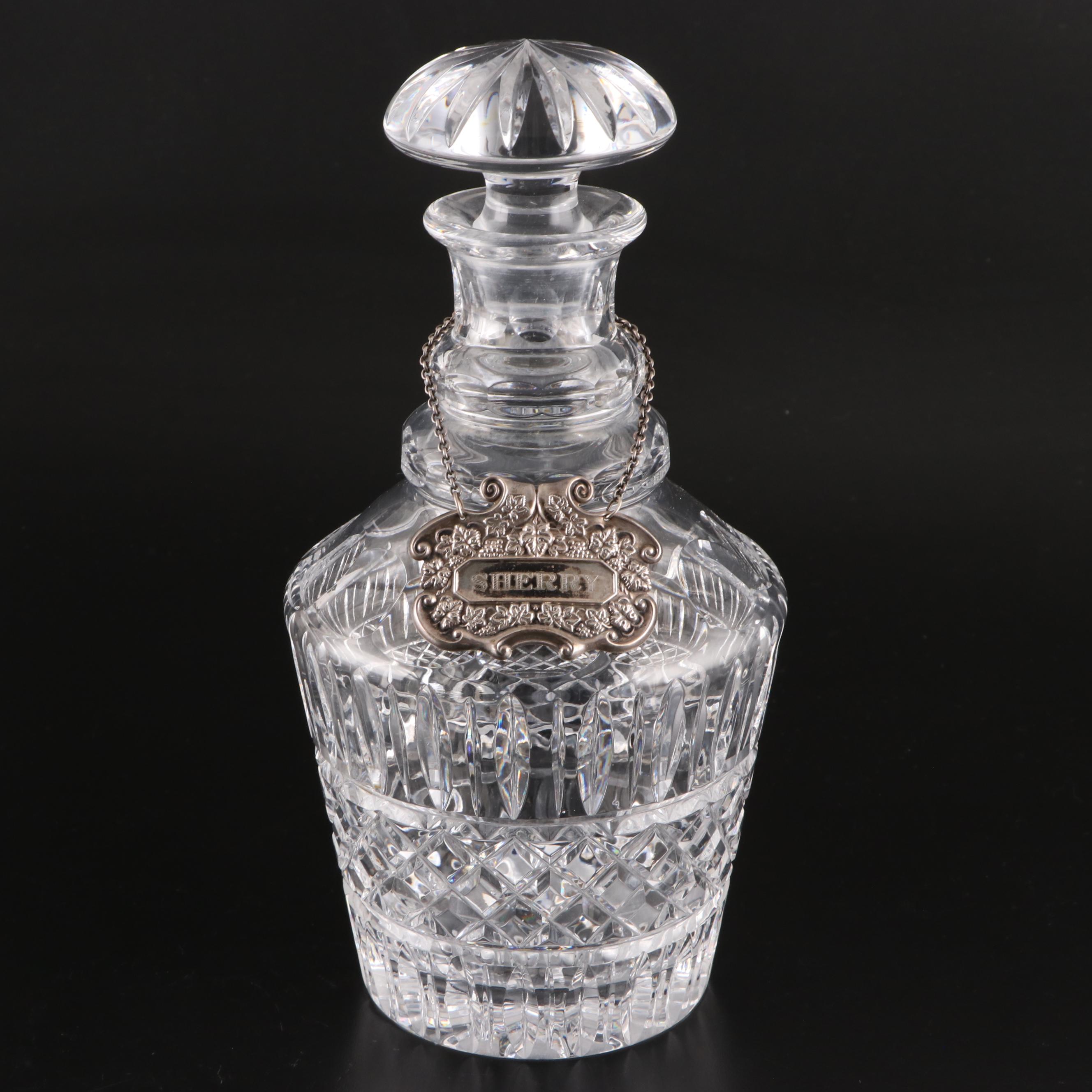 Crystal Liquor Decanters with Sterling Silver Labels
