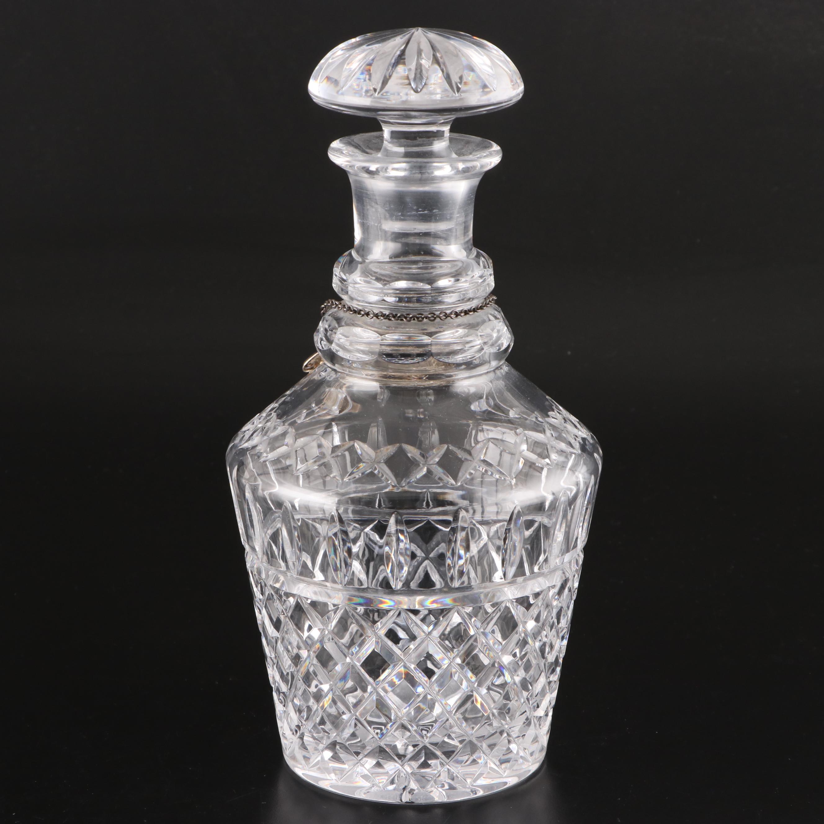 Crystal Liquor Decanters with Sterling Silver Labels