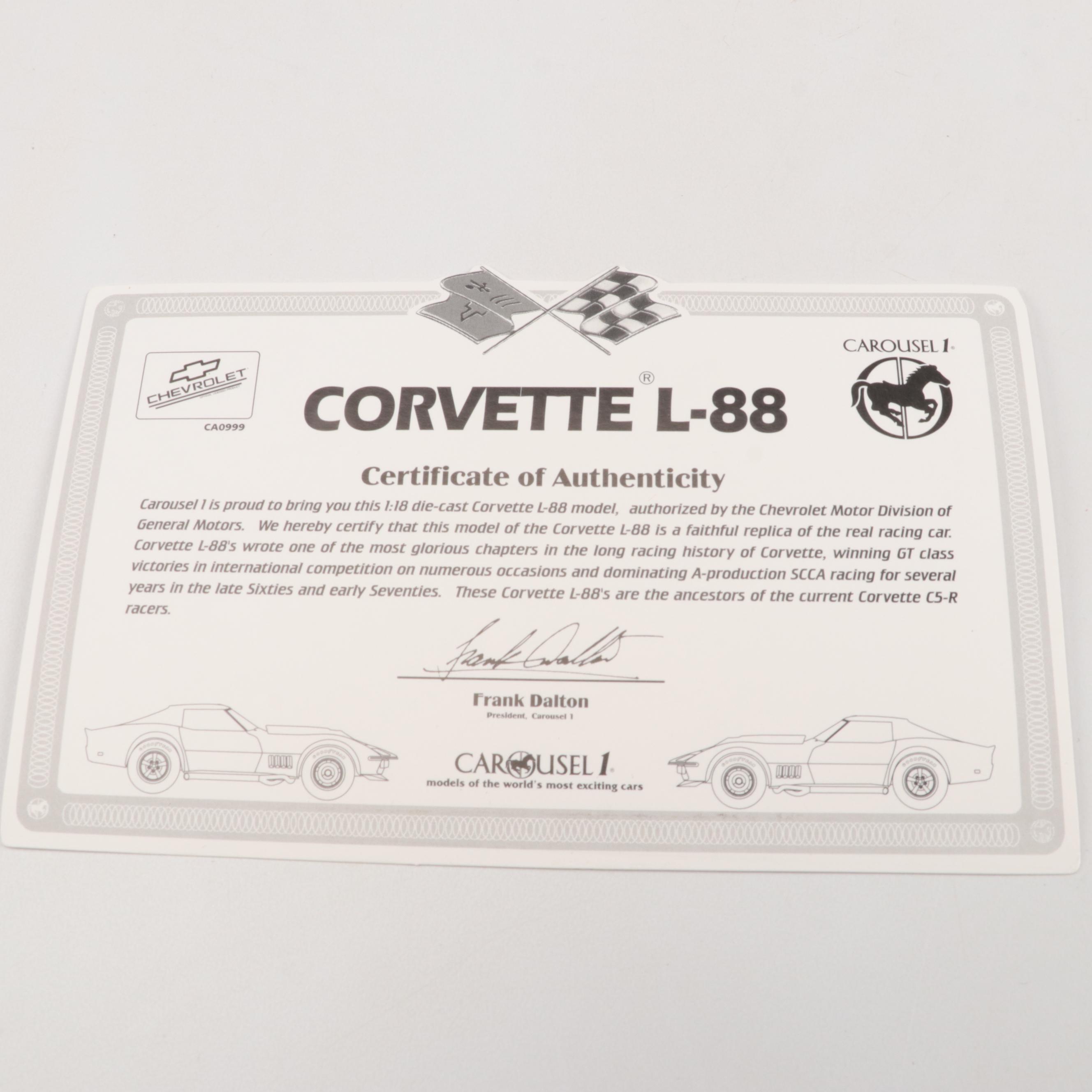 Corevette L-88 Diecast Model Cars from Carousel 1