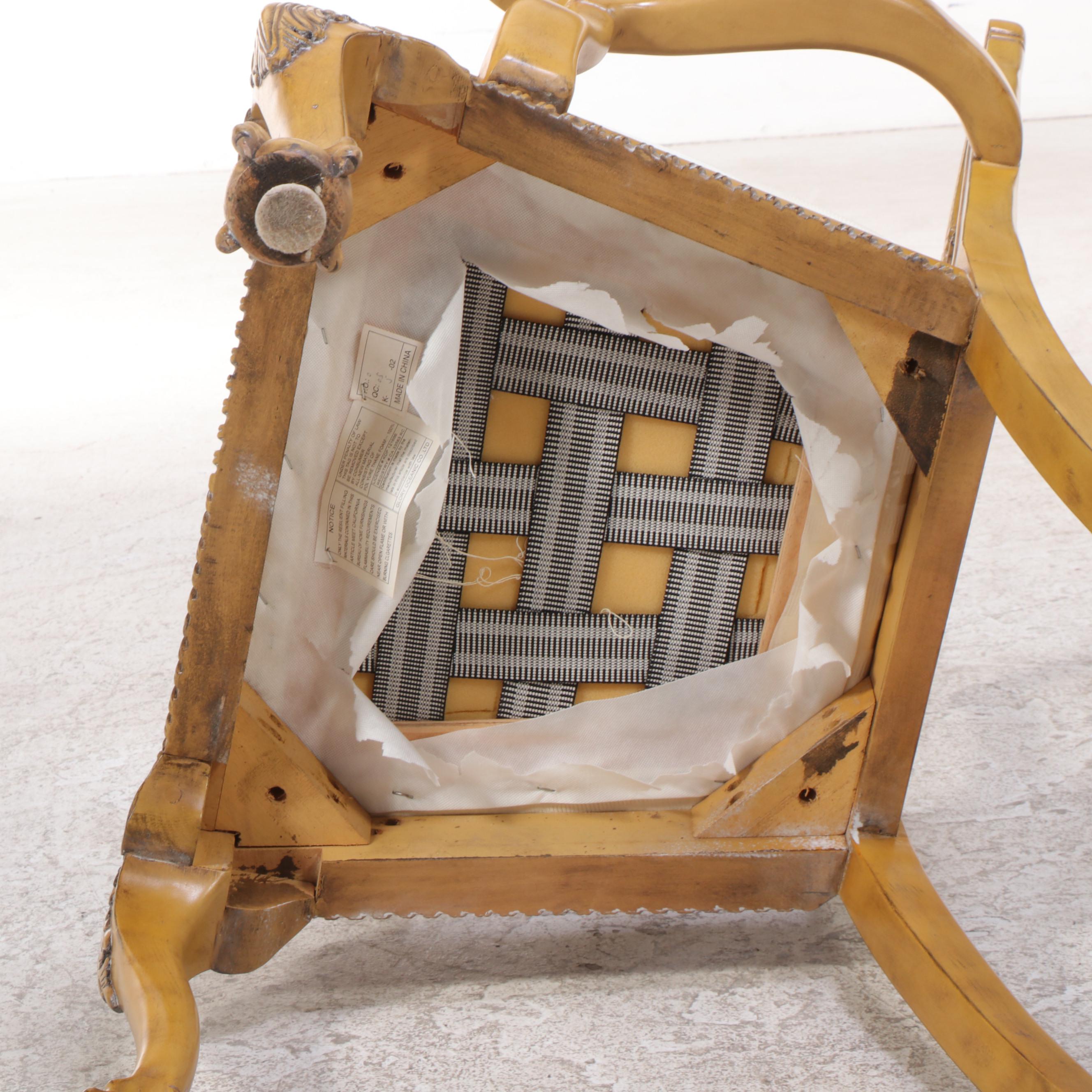 Six Glory Oceanic Co. Chippendale Style Painted and Custom-Upholstered Armchairs