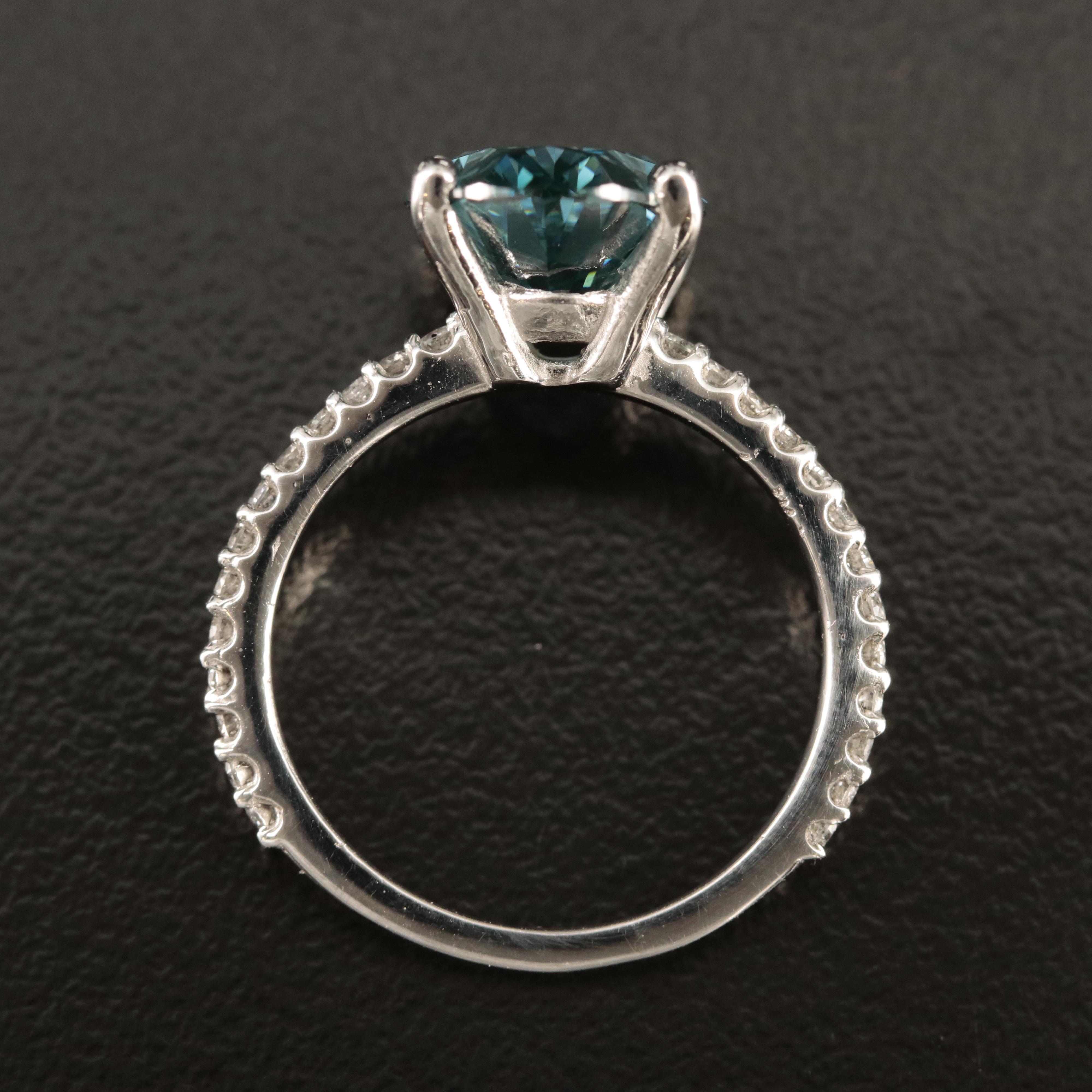 14K 4.73 CTW Diamond Ring with Fancy Dark Blue Center