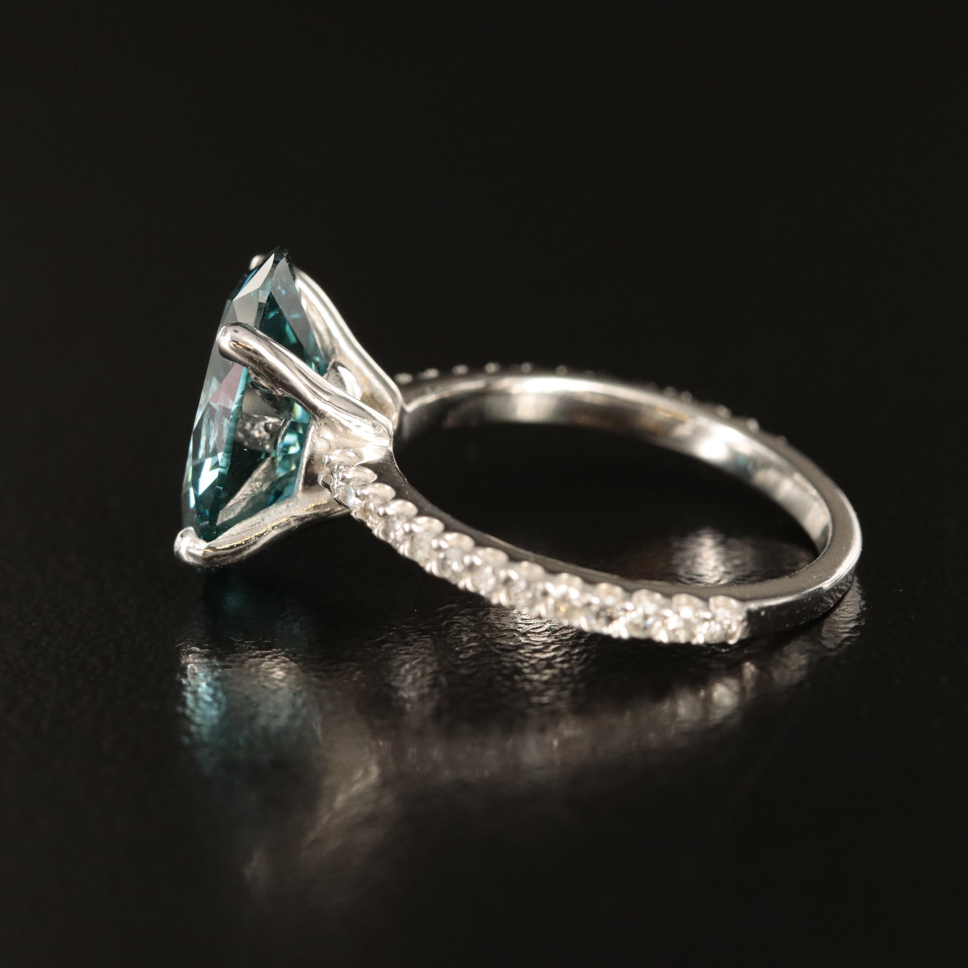 14K 4.73 CTW Diamond Ring with Fancy Dark Blue Center