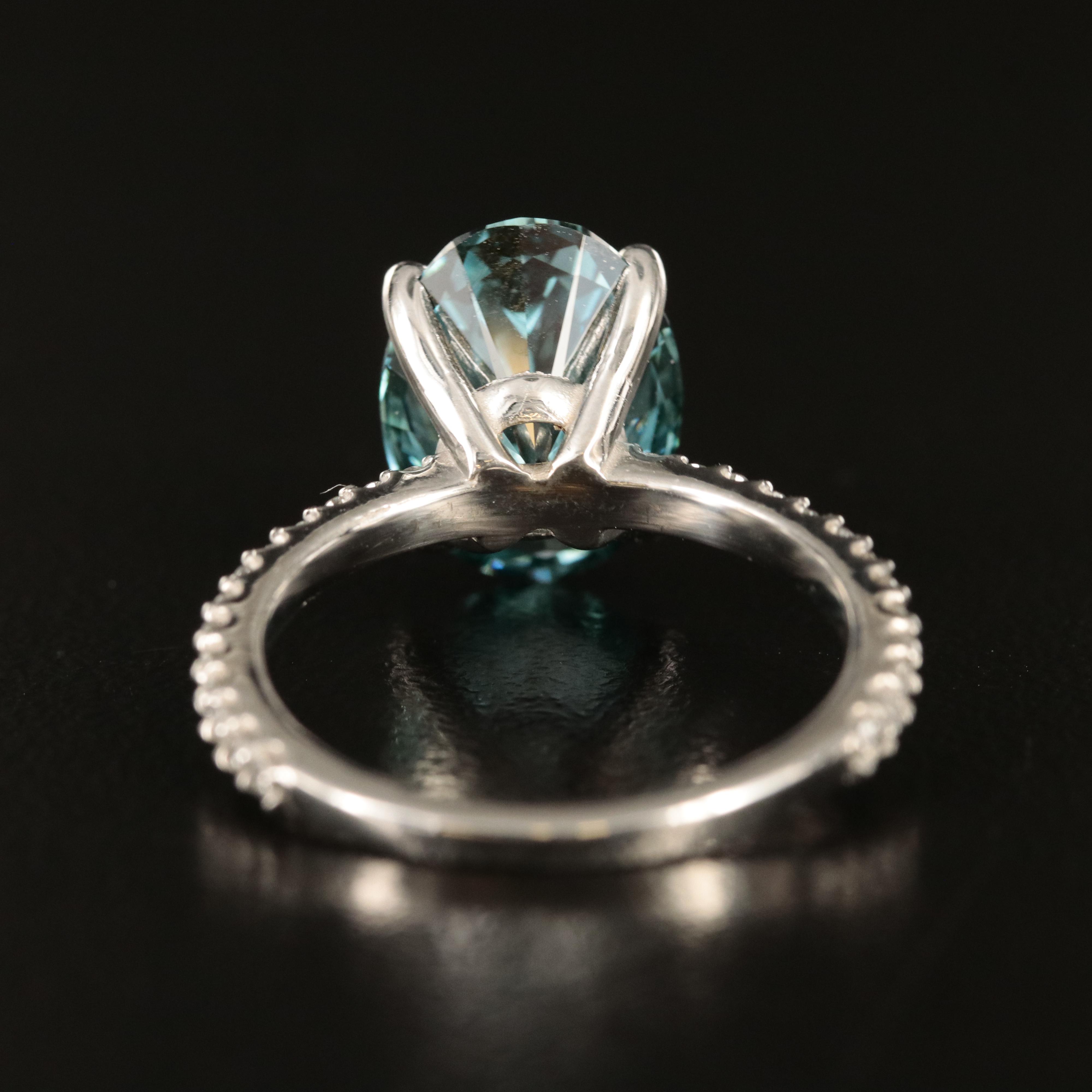 14K 4.73 CTW Diamond Ring with Fancy Dark Blue Center