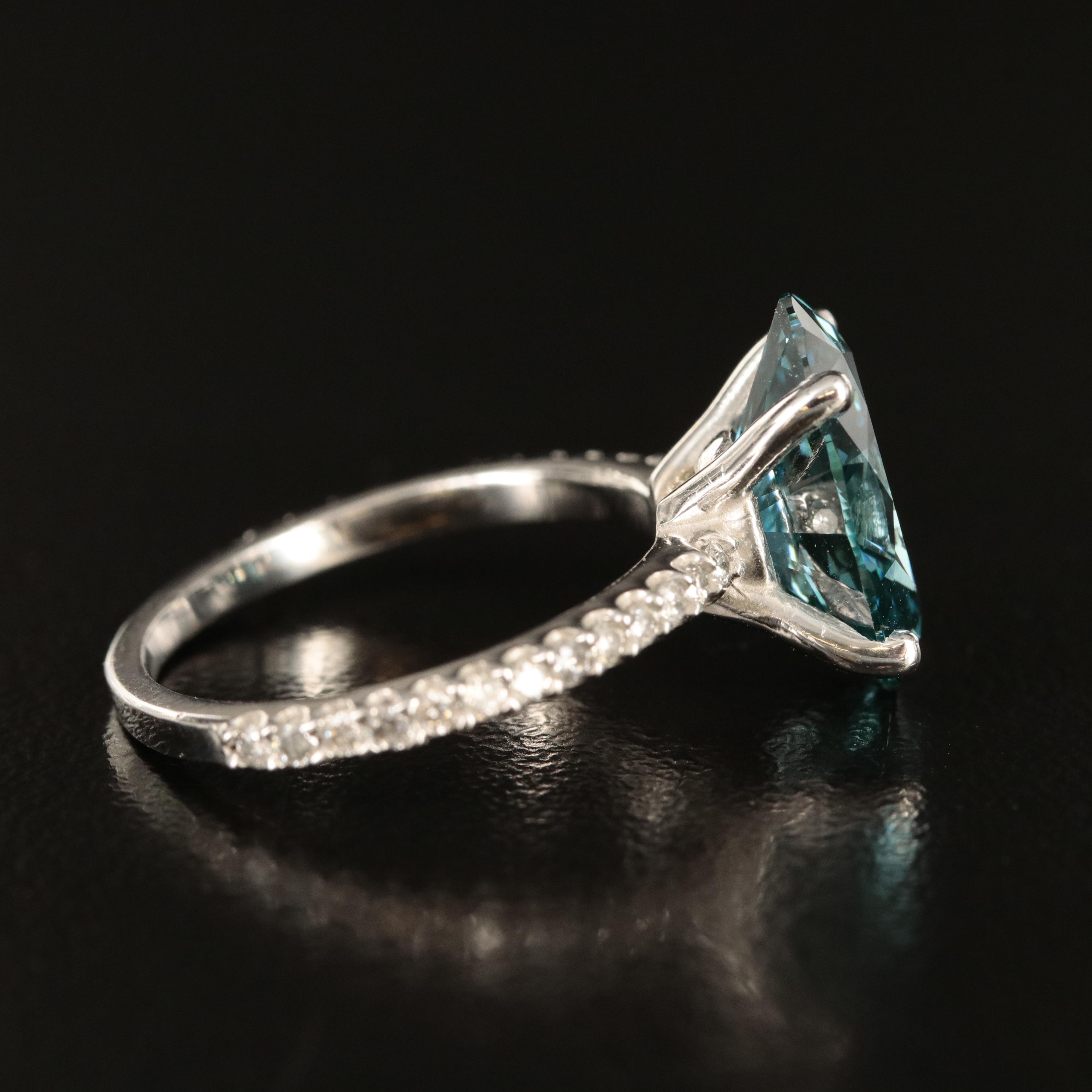 14K 4.73 CTW Diamond Ring with Fancy Dark Blue Center