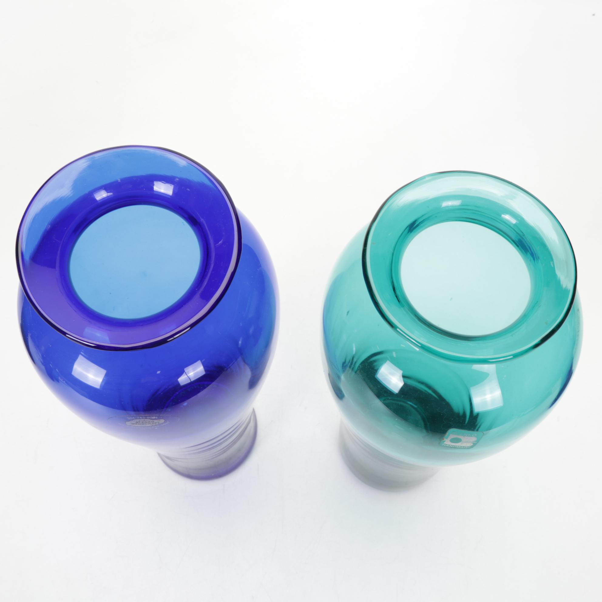 Six Blown Glass Blenko Vases