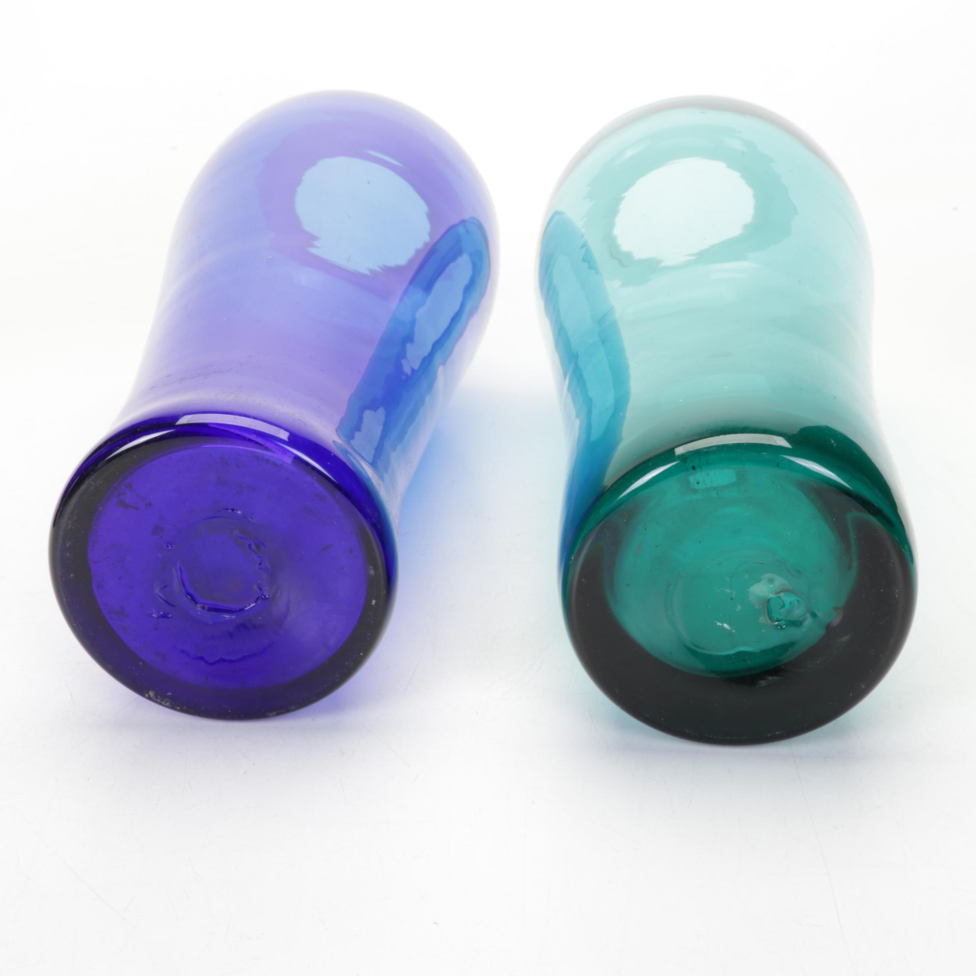 Six Blown Glass Blenko Vases