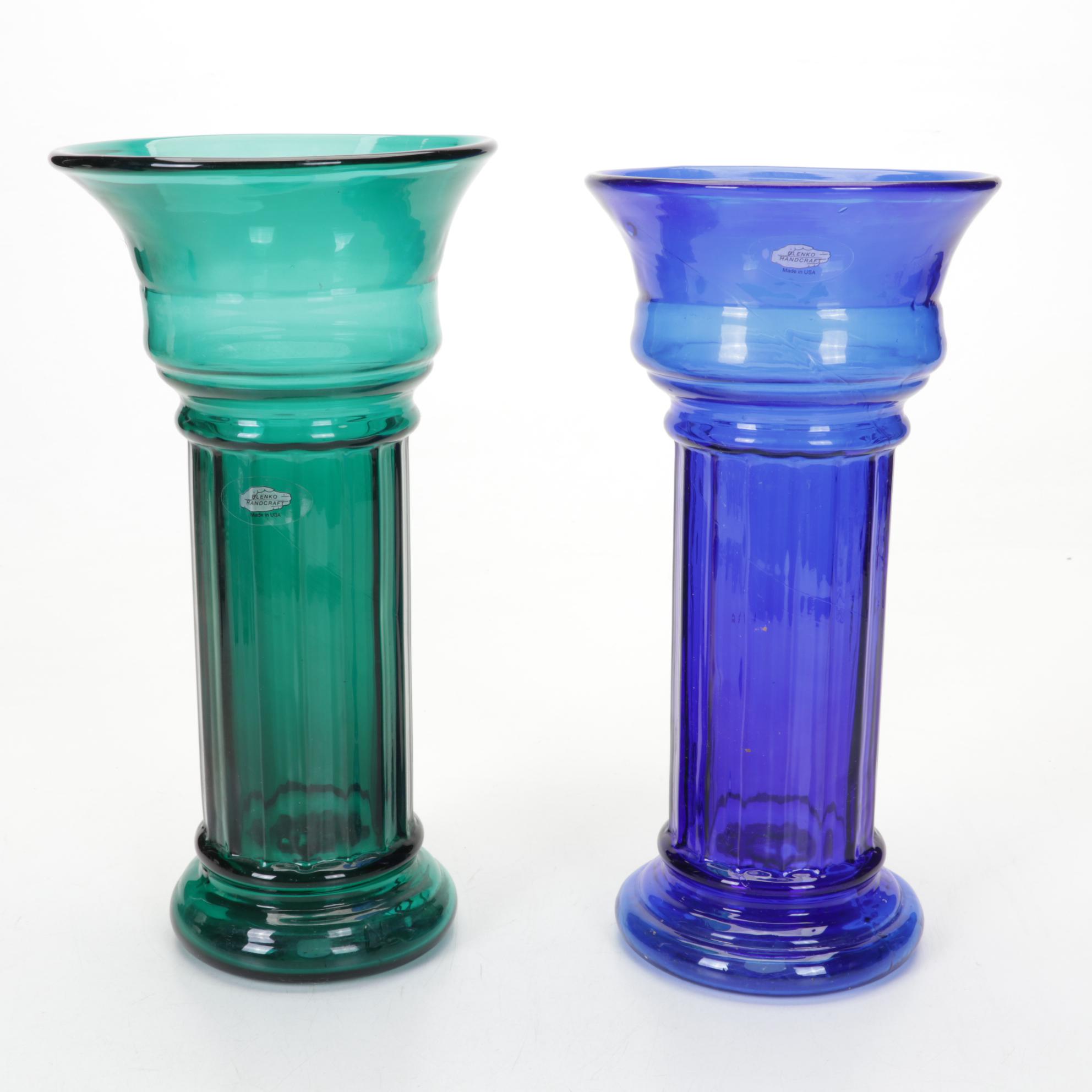 Six Blown Glass Blenko Vases