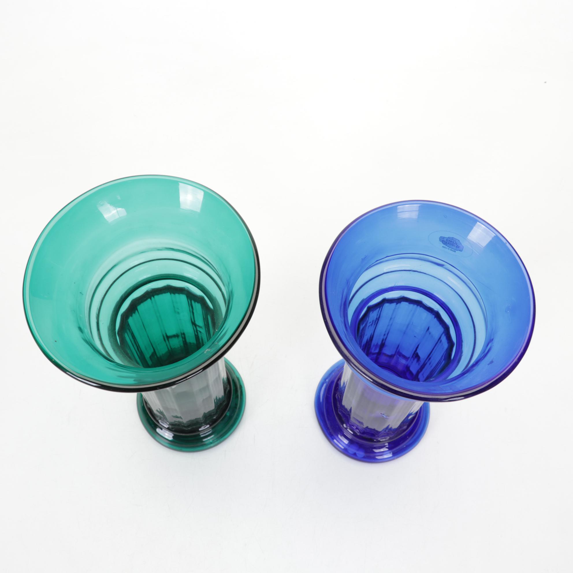 Six Blown Glass Blenko Vases