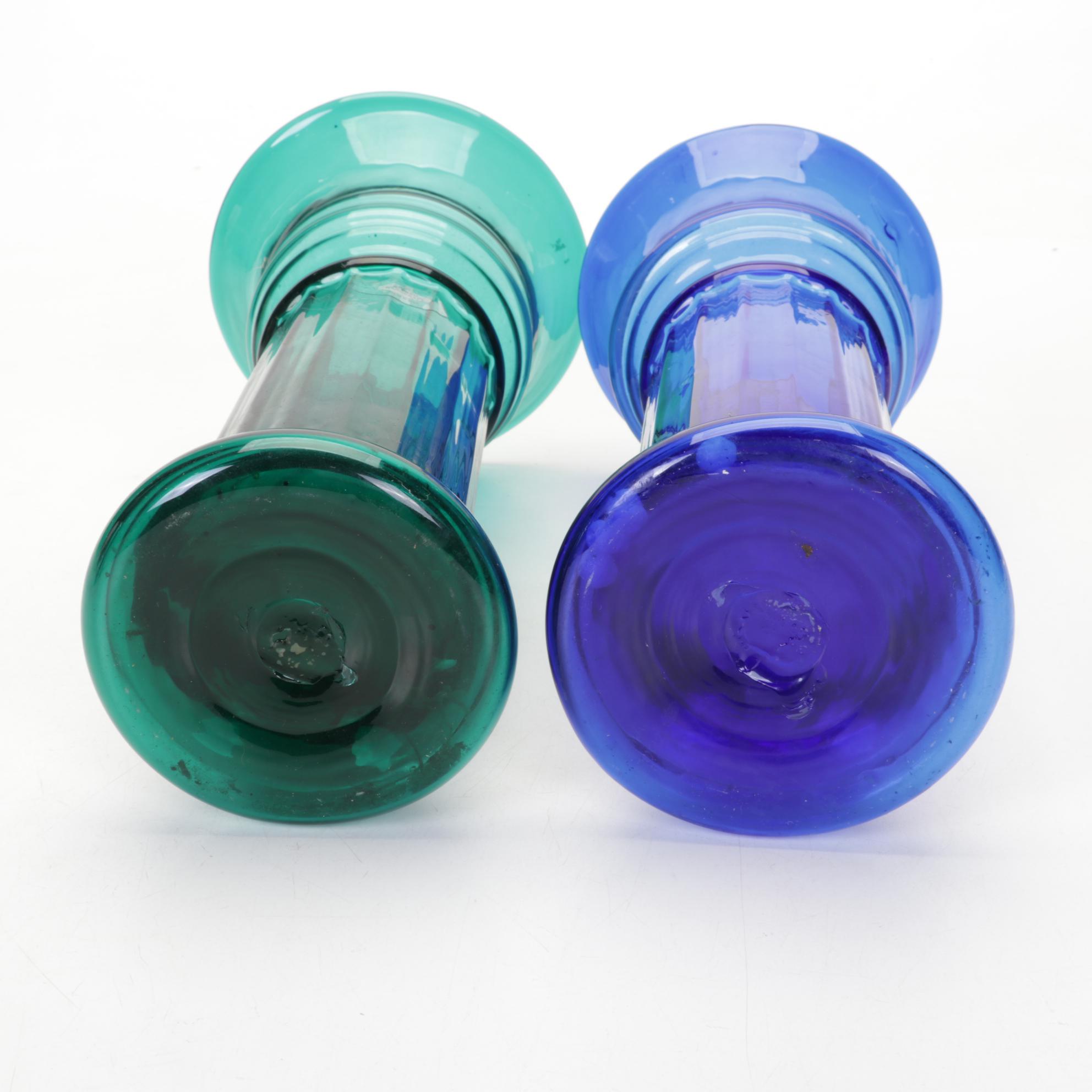 Six Blown Glass Blenko Vases