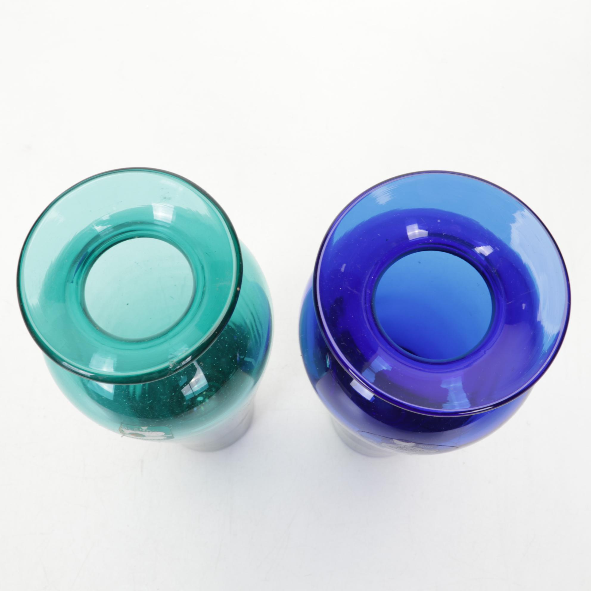 Six Blown Glass Blenko Vases