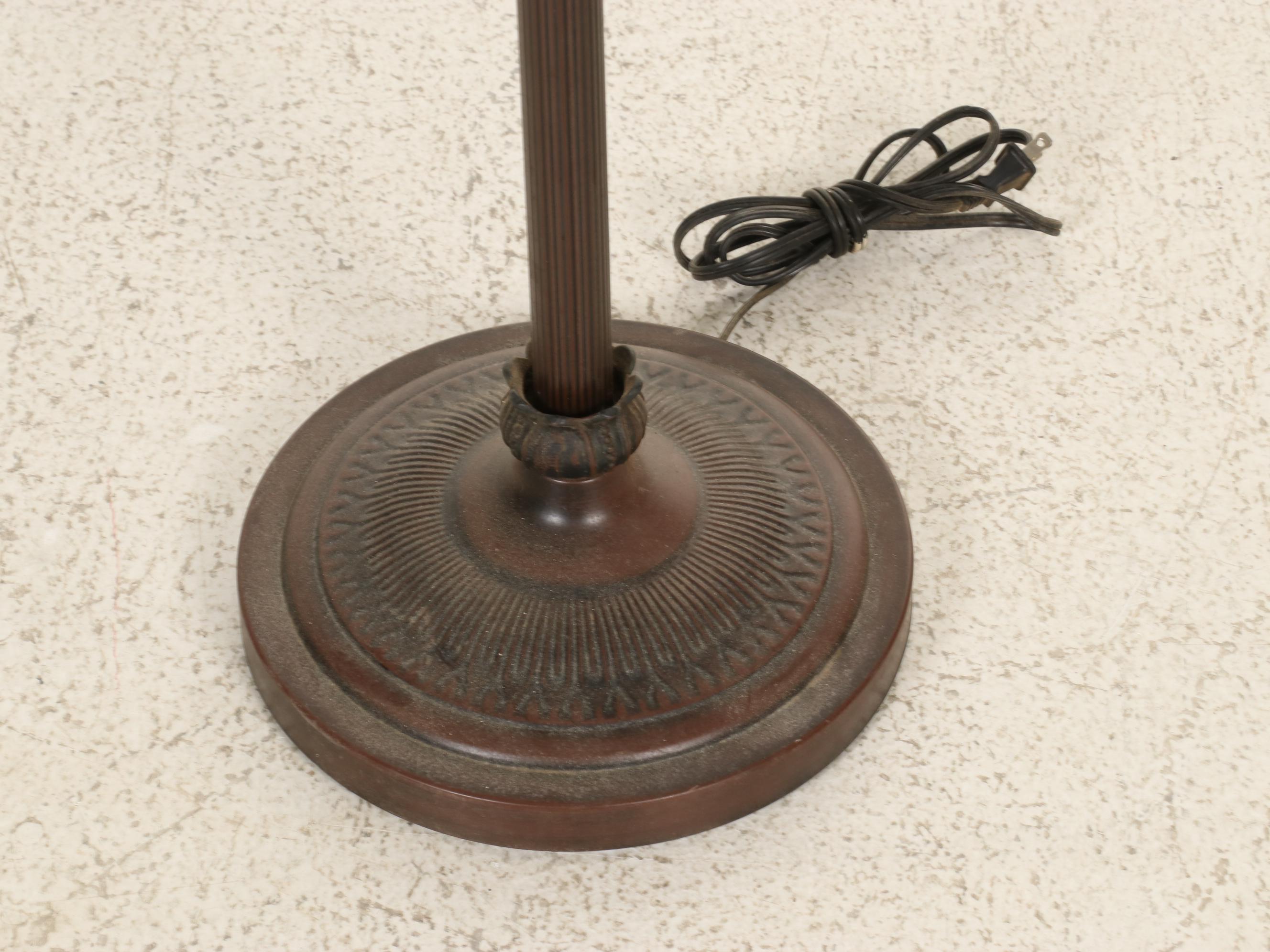Slag Glass and Metal Torchiere Floor Lamp