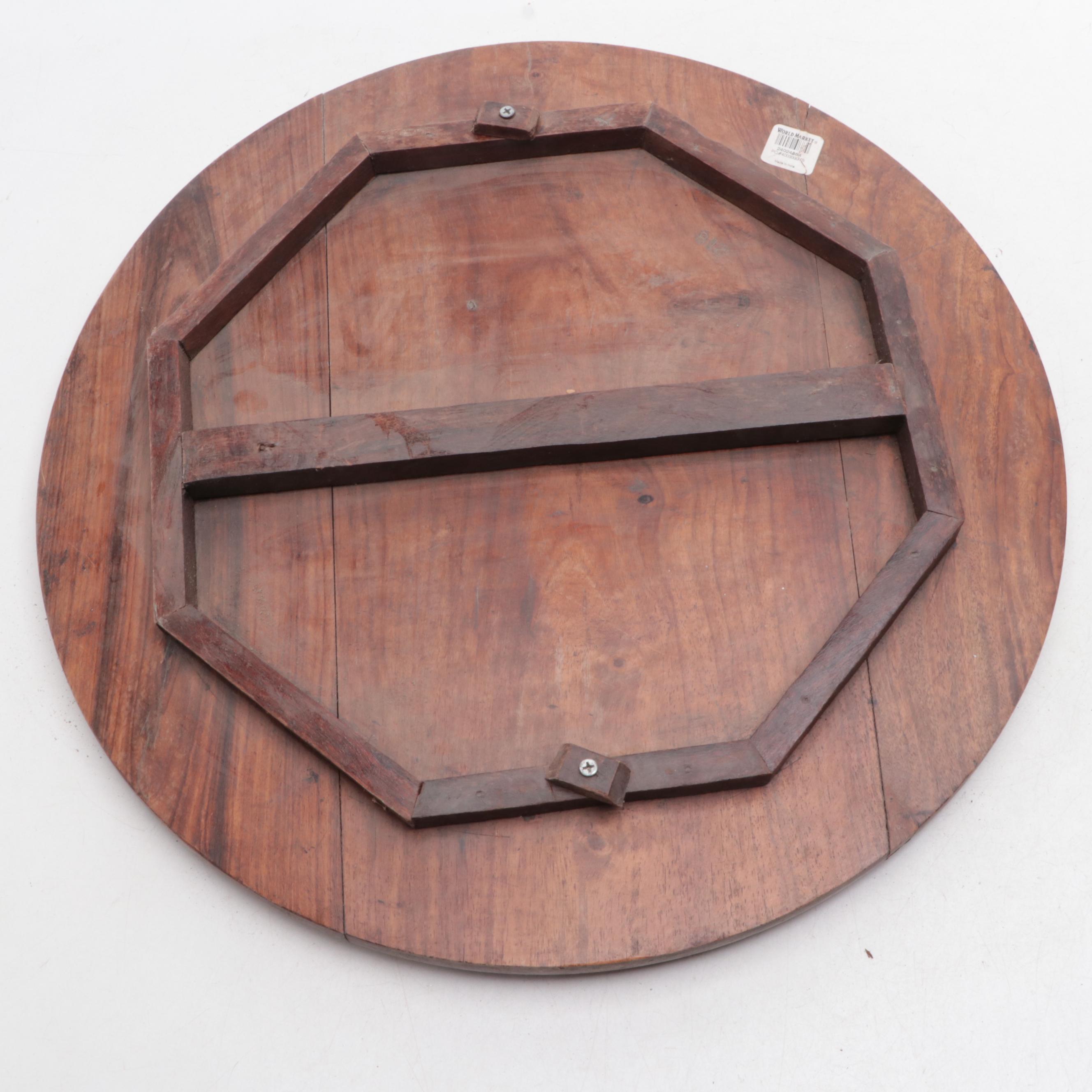 World Market Contemporary Carved Wood Wall Medallion With Metal Inlay