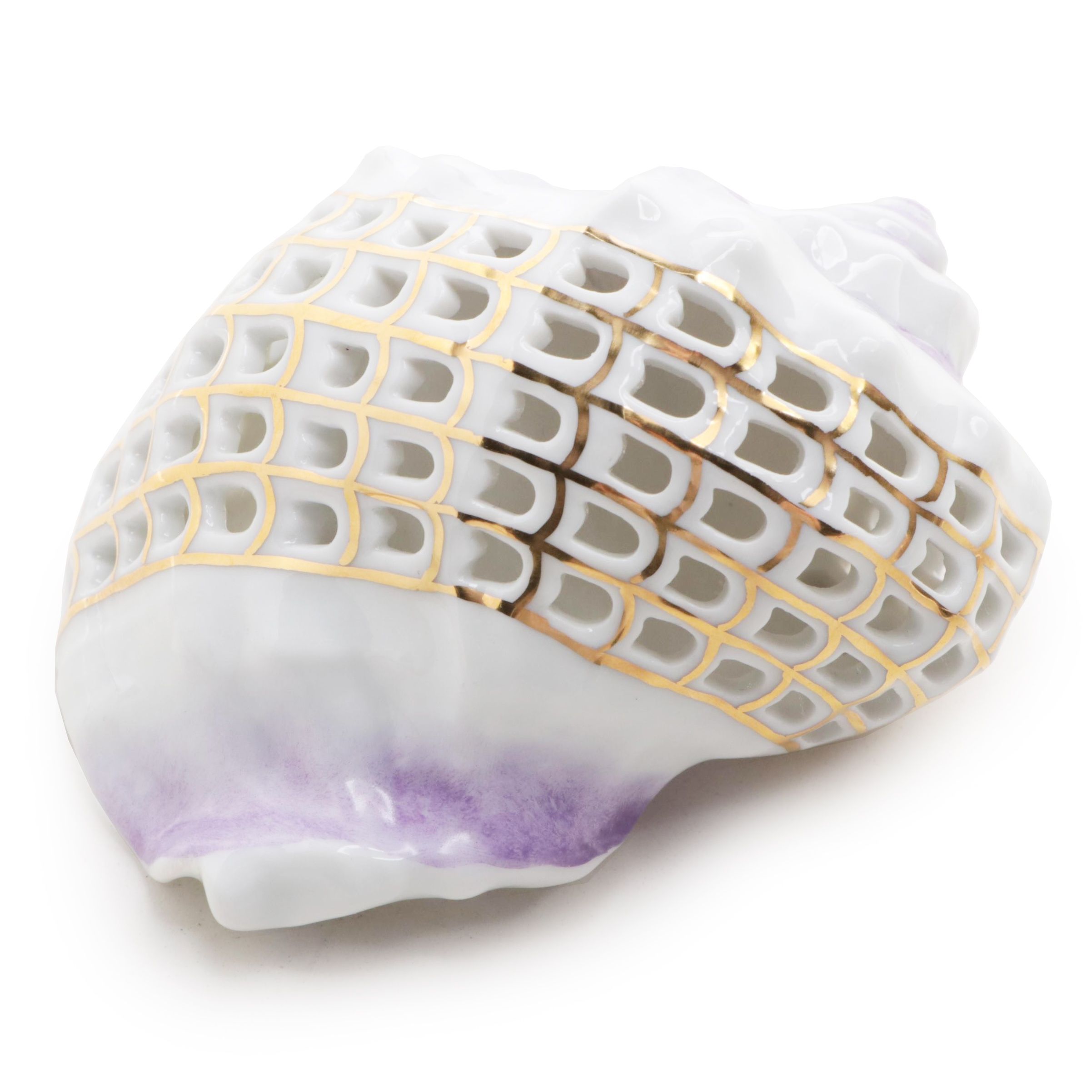 Herend Natural "Perforated Conch Shell" Porcelain Figurine