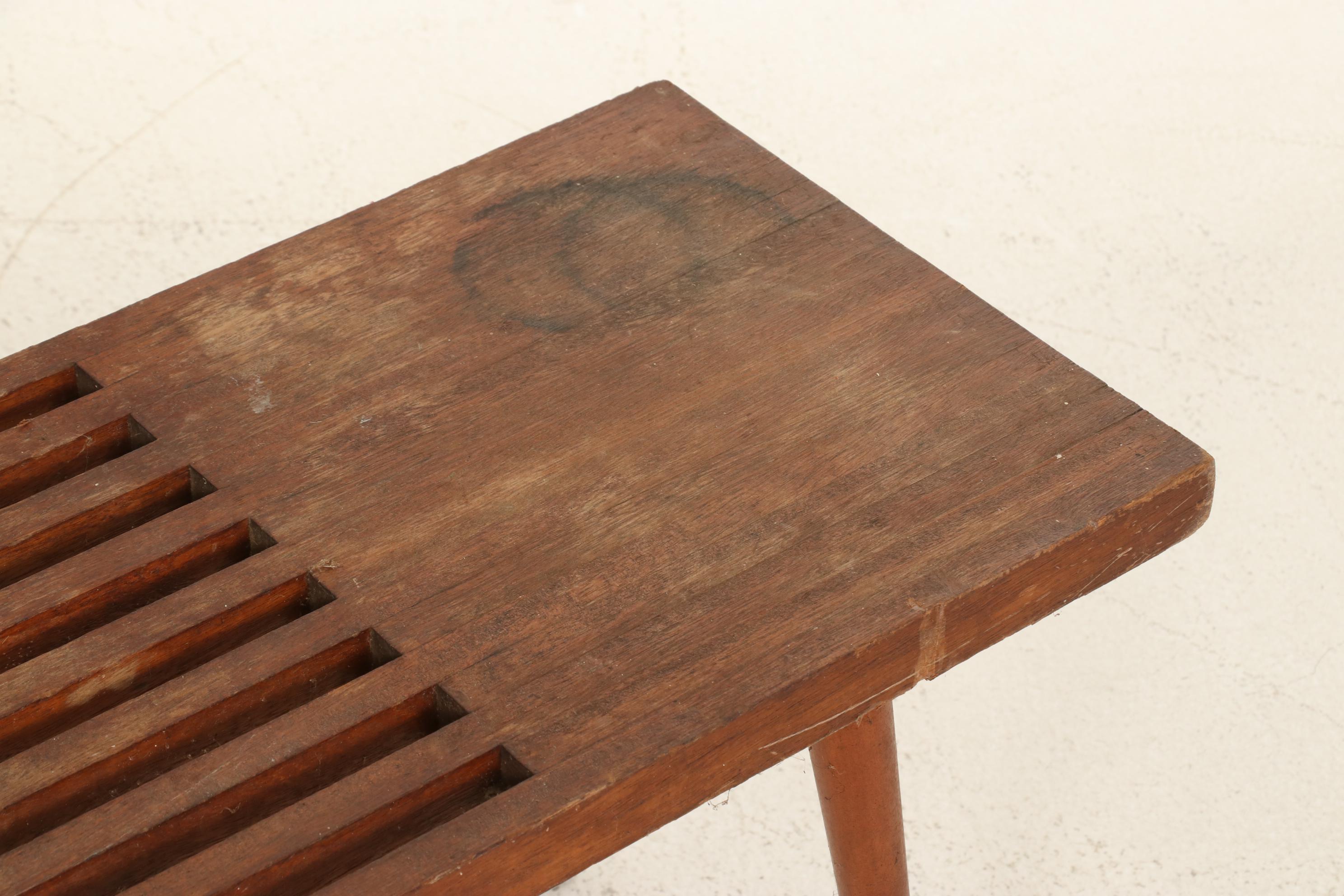 George Nelson Style Mid Century Modern Slat Bench