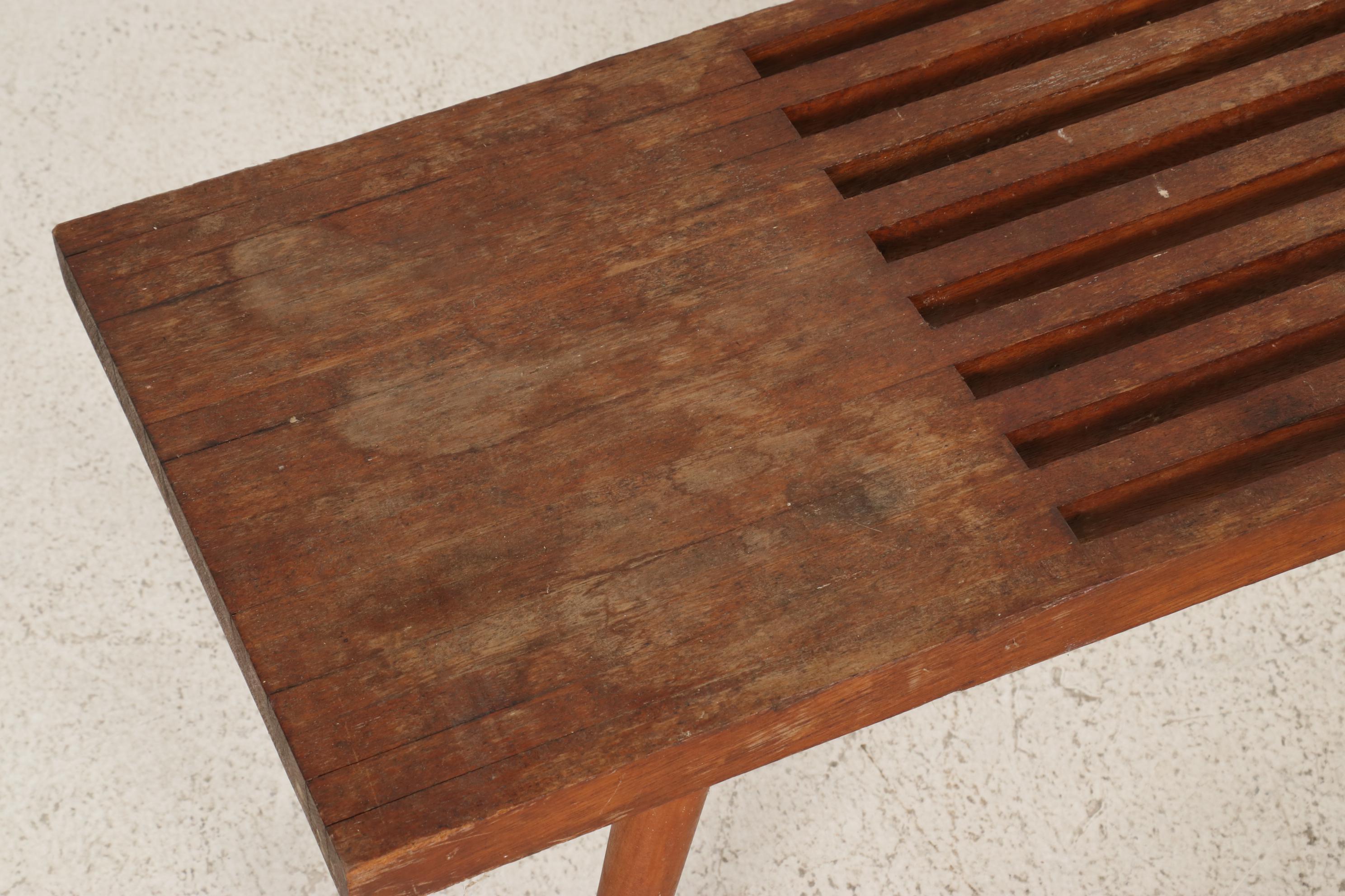 George Nelson Style Mid Century Modern Slat Bench