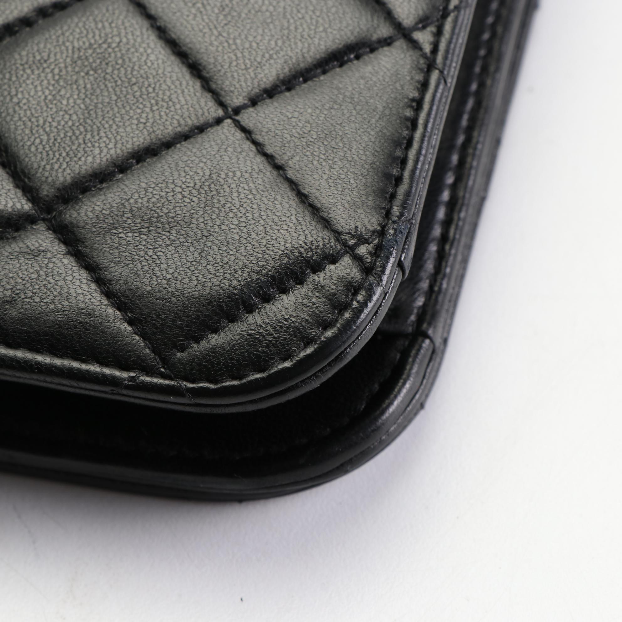 Chanel Full Flap Shoulder Bag in Black Quilted Lambskin Leather