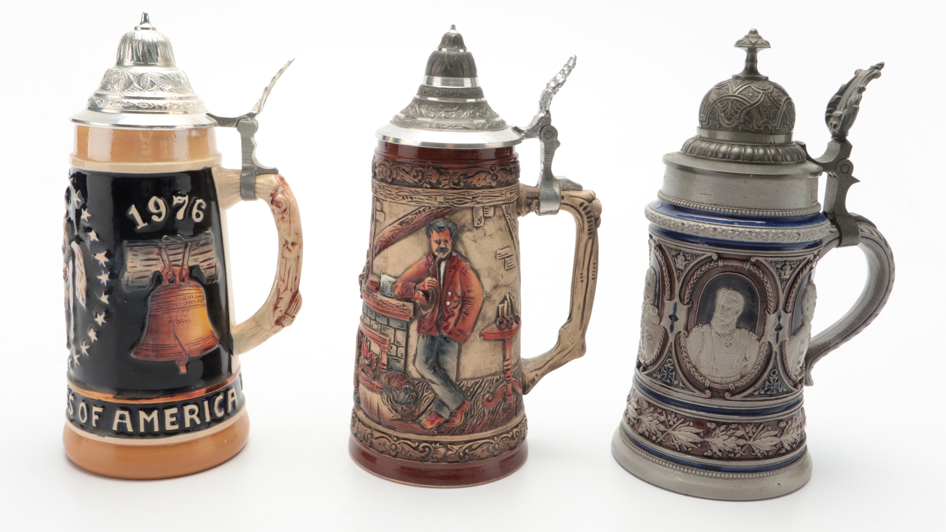 German Stein Collection with Stein Form Music Box