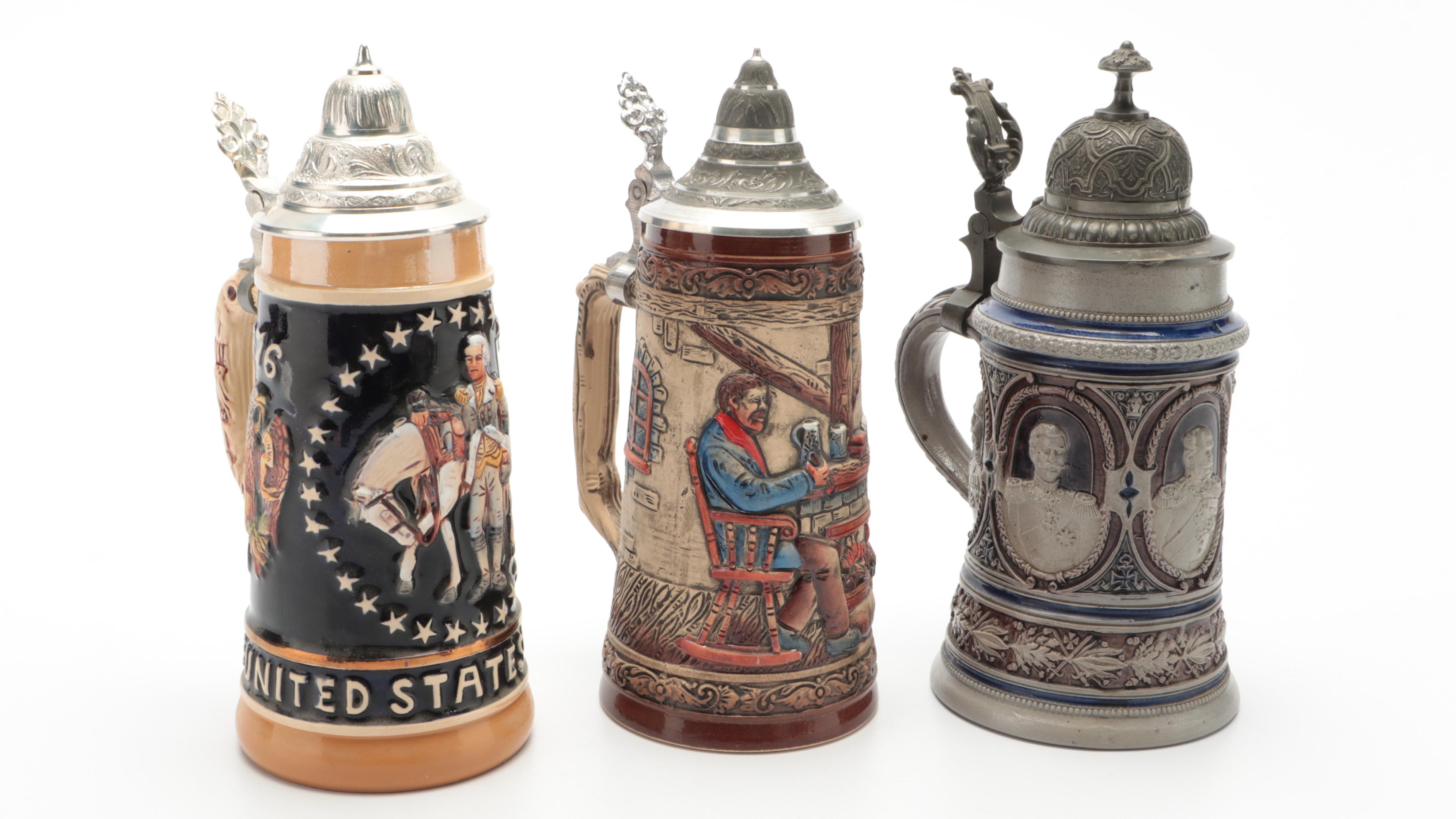 German Stein Collection with Stein Form Music Box