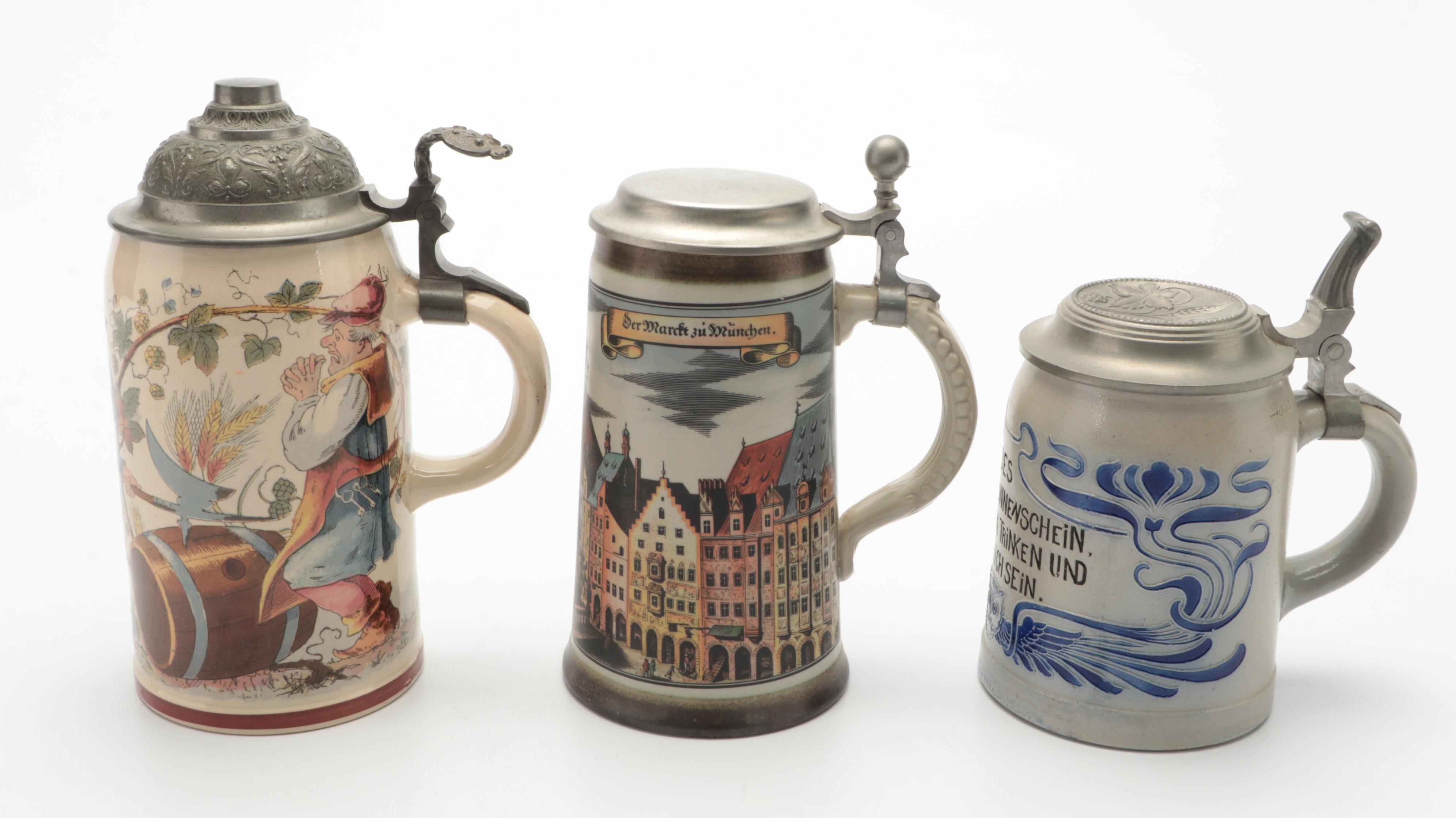 German Stein Collection with Stein Form Music Box