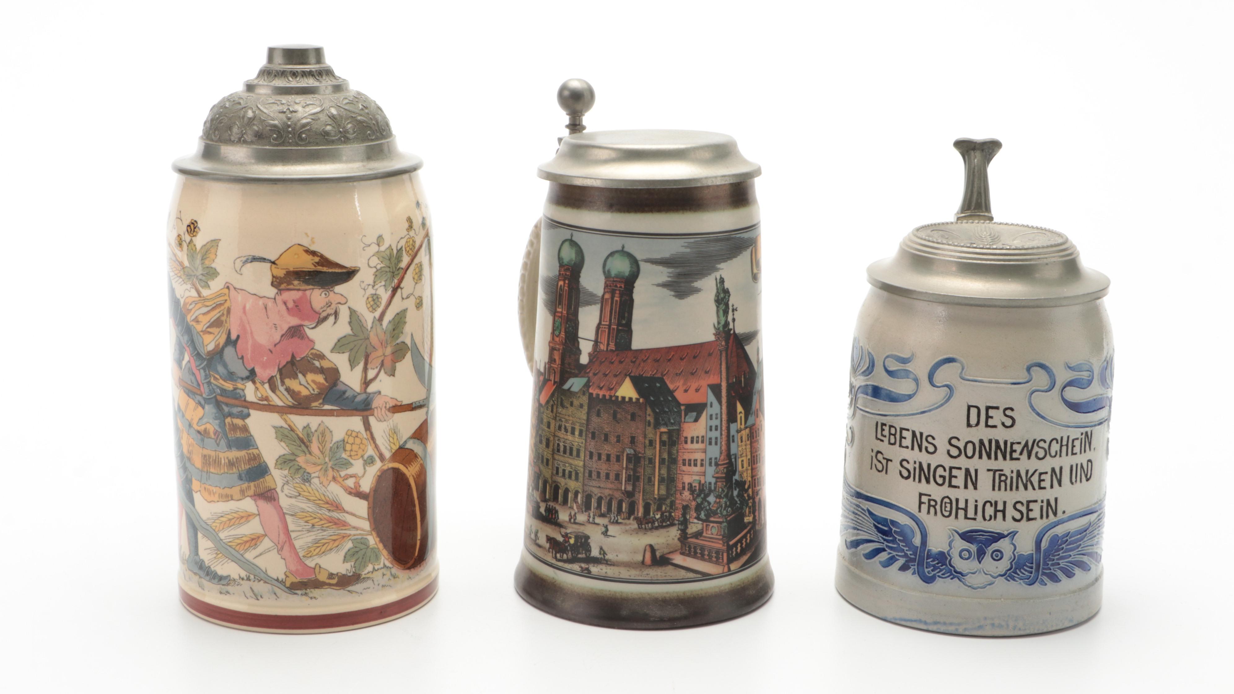 German Stein Collection with Stein Form Music Box
