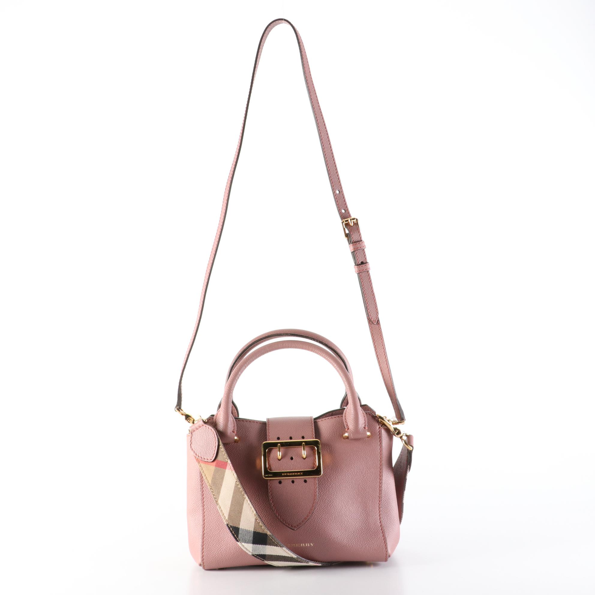Burberry Small Buckle Tote Bag in Dusty Pink Grain Leather