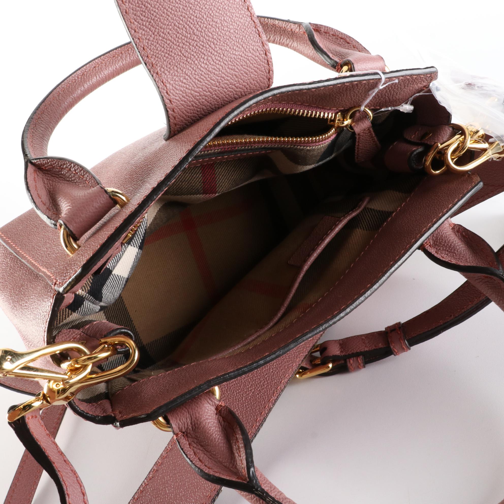 Burberry Small Buckle Tote Bag in Dusty Pink Grain Leather