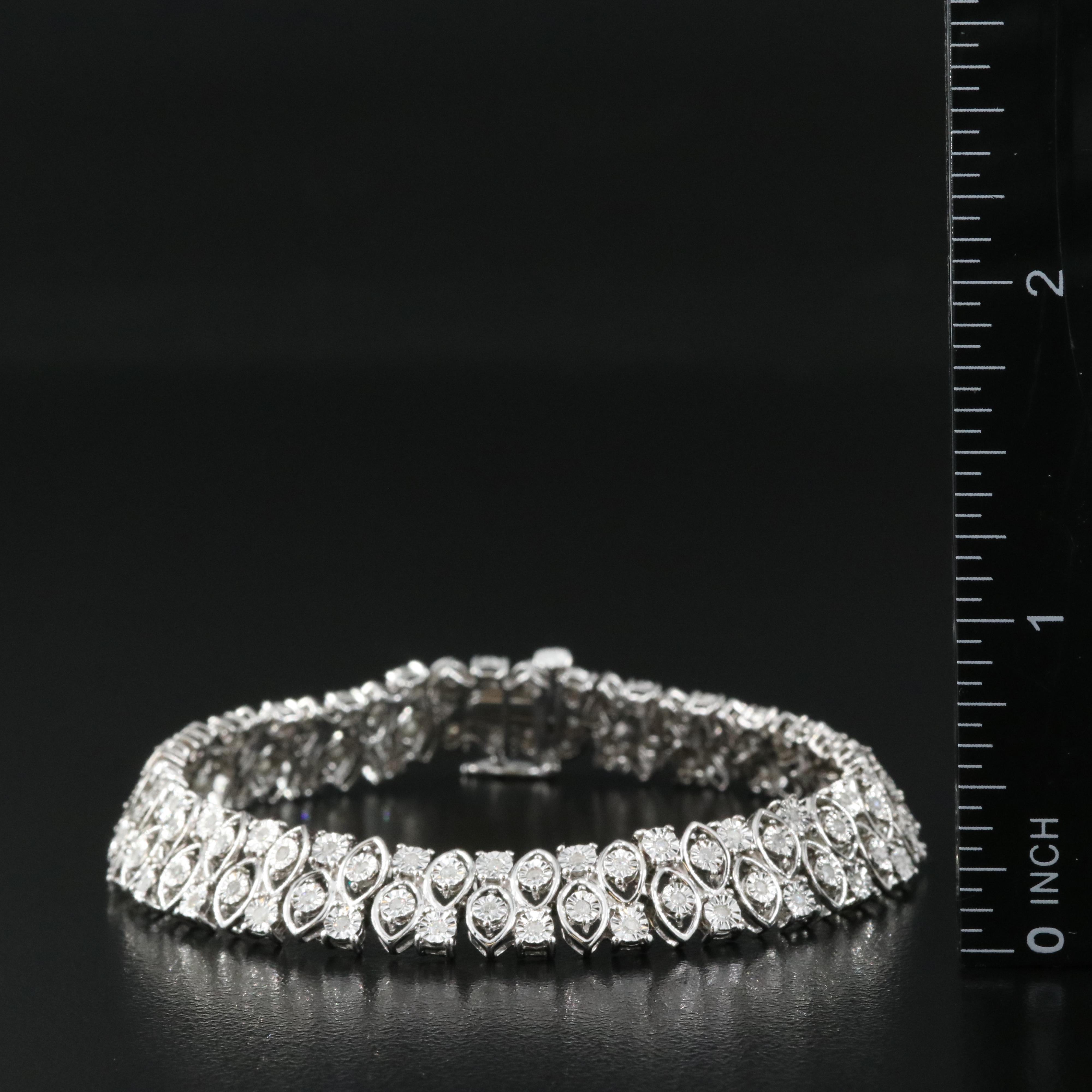 Sterling Diamond Fancy Link Bracelet