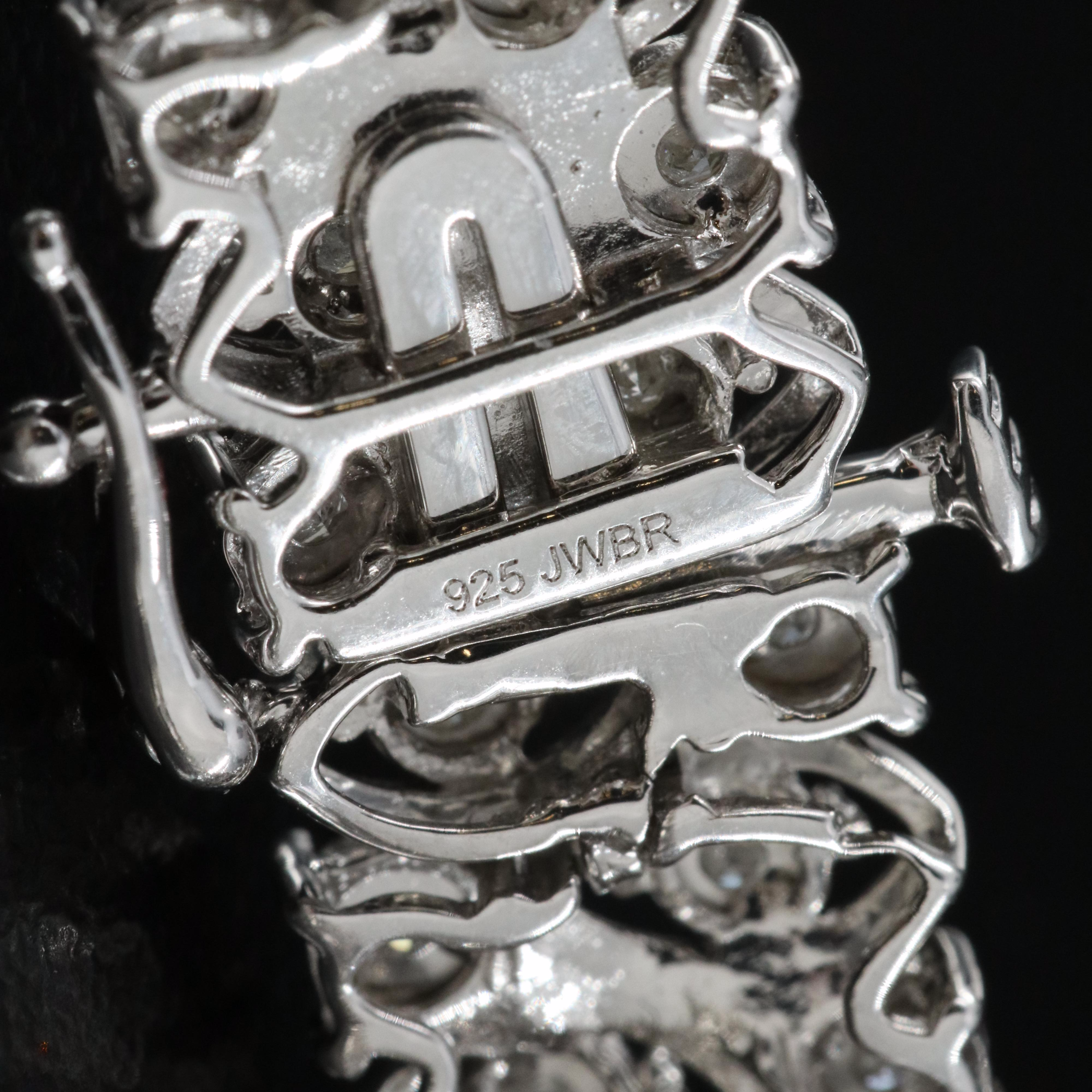 Sterling Diamond Fancy Link Bracelet