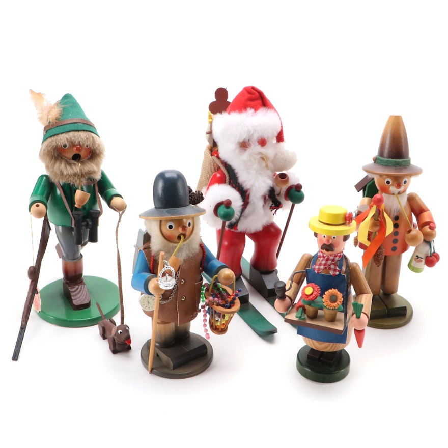 Steinbach and Other German Hand-Crafted Wooden Incense Smoker Figures