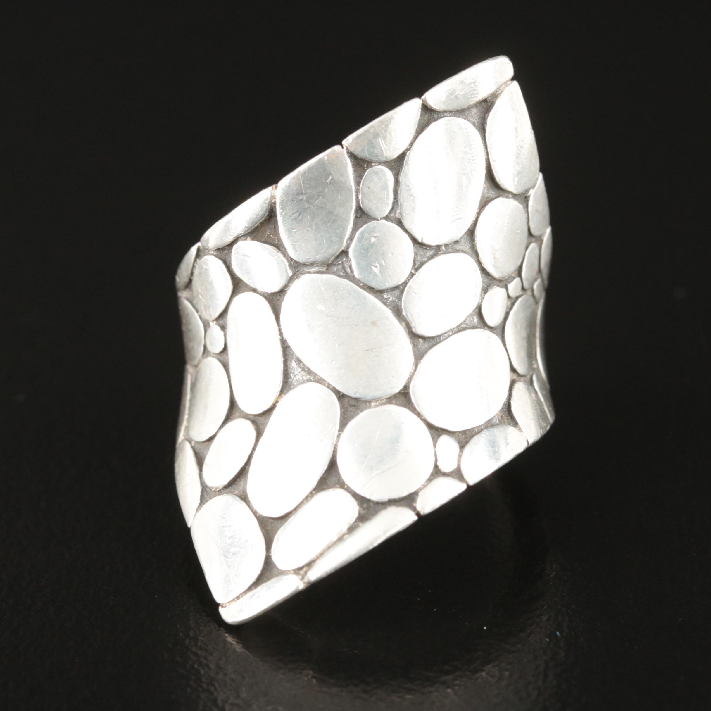 John Hardy Kali Pebble Sterling Contour Ring