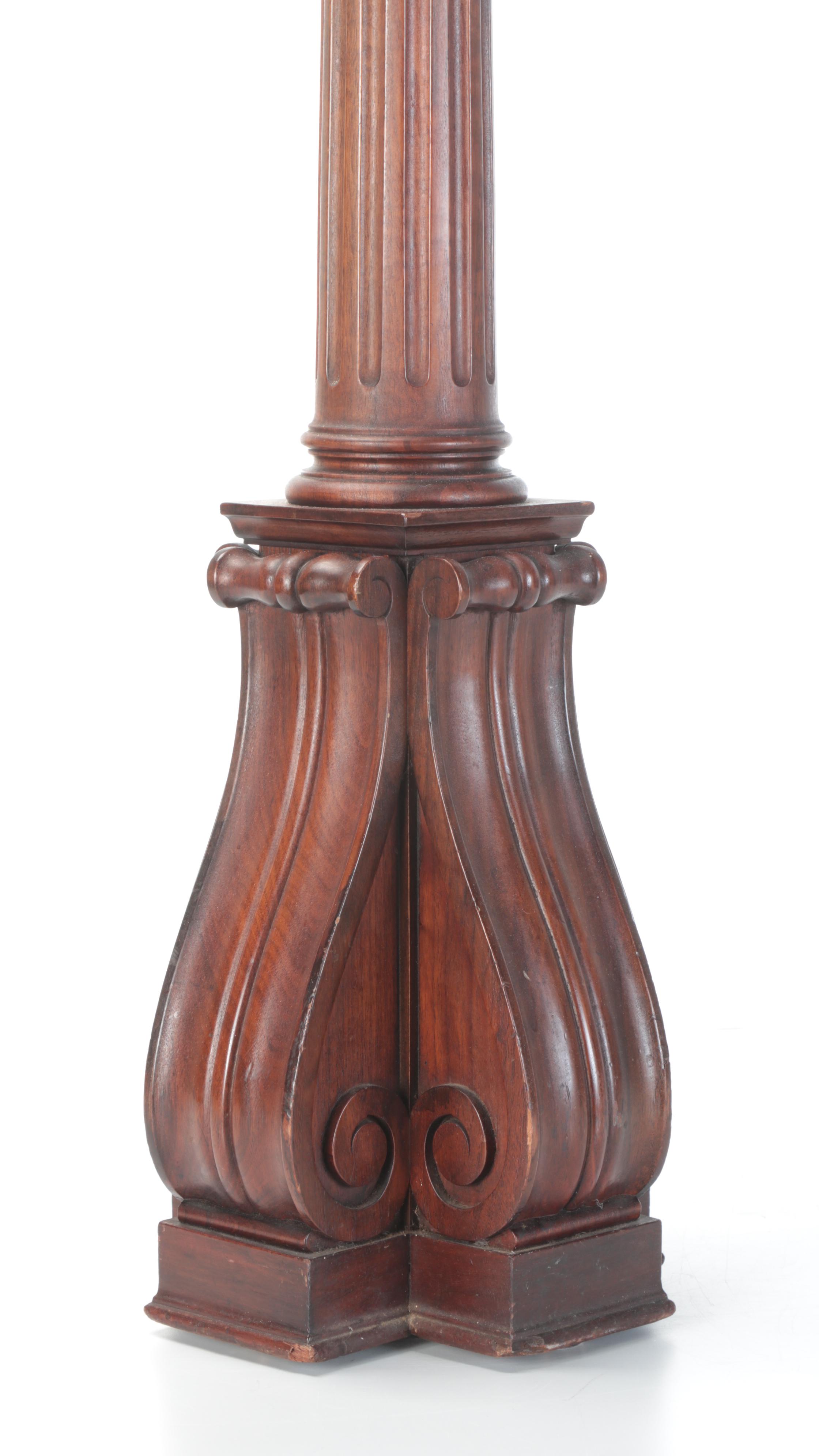Heavy Carved Wooden Baluster Floor Lamp