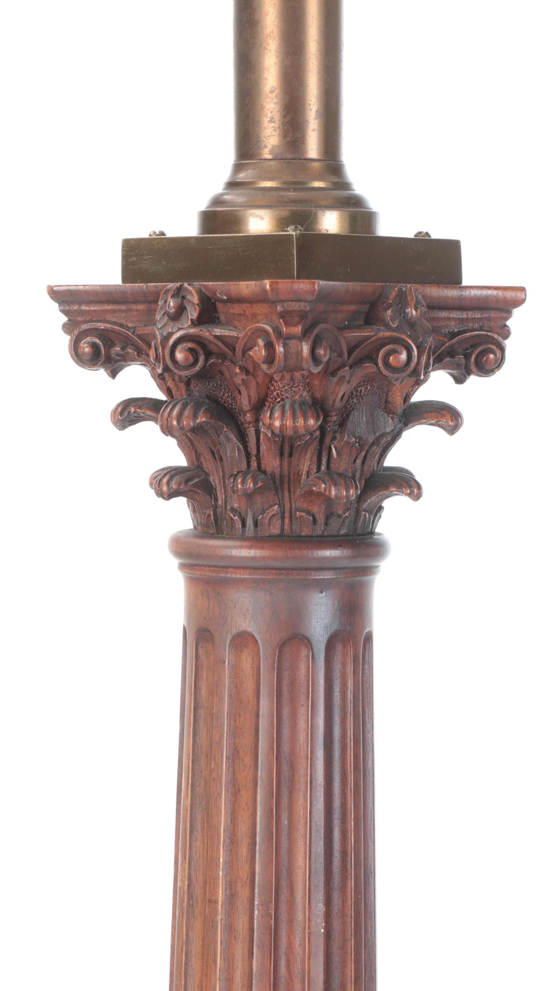 Heavy Carved Wooden Baluster Floor Lamp