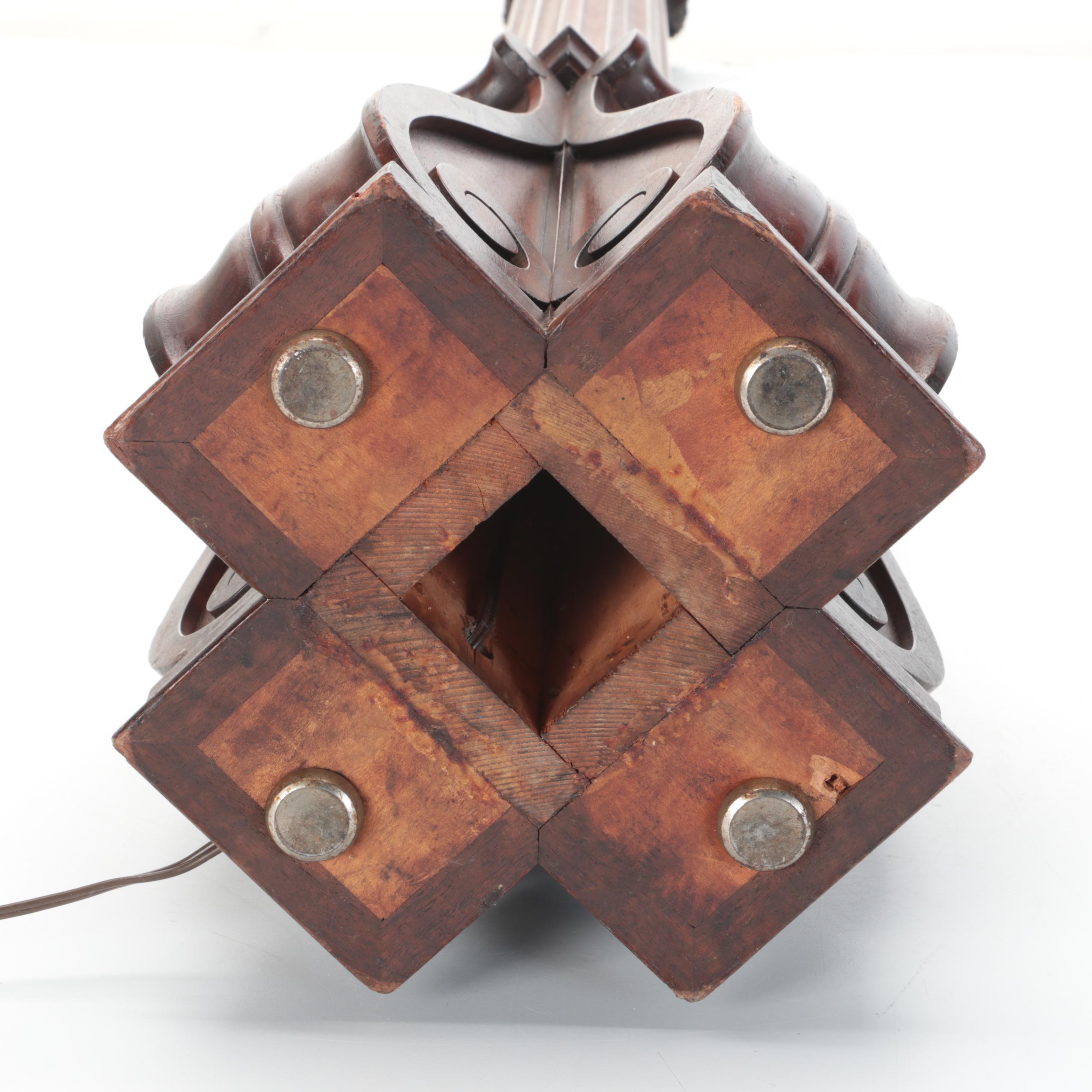 Heavy Carved Wooden Baluster Floor Lamp