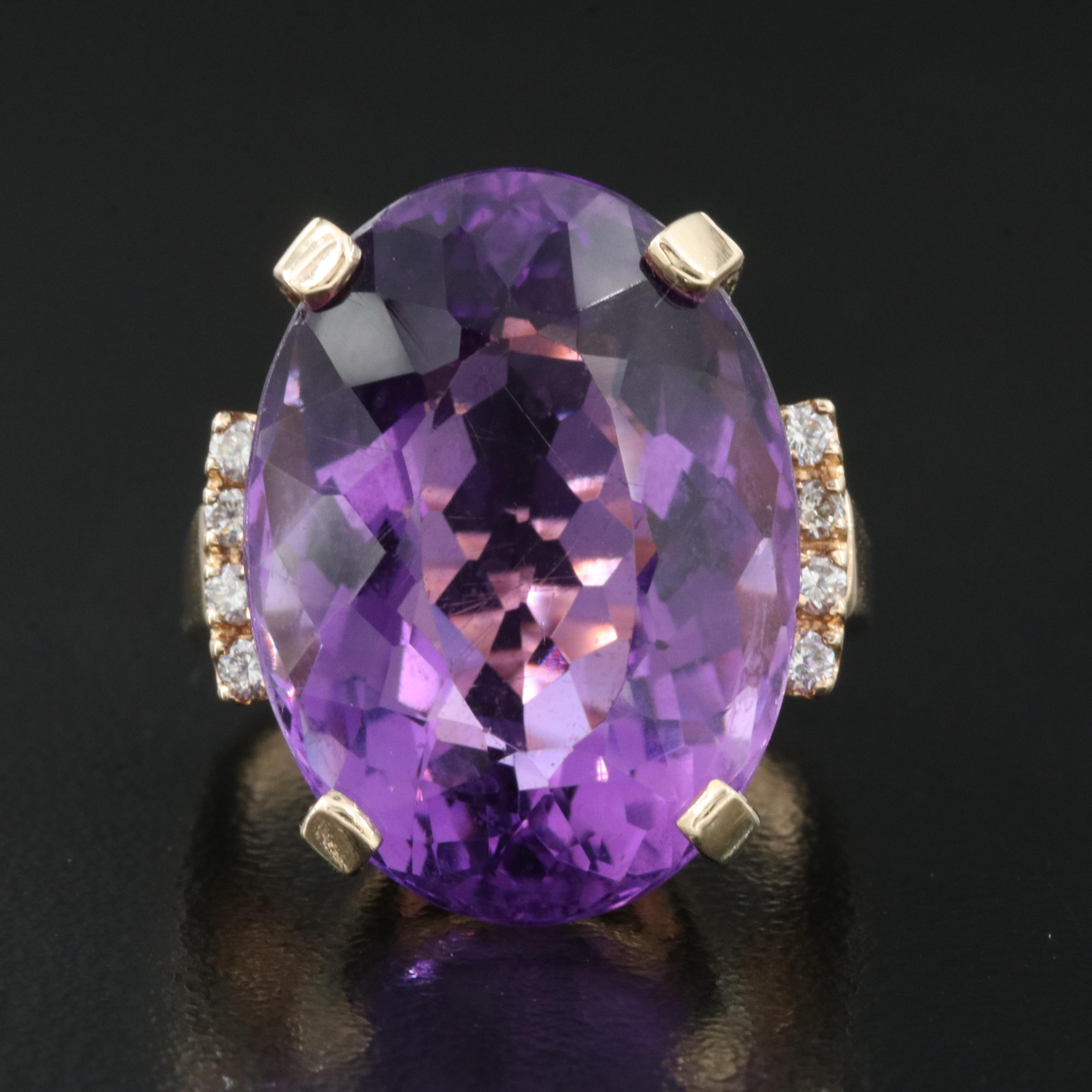 14K 23.92 CT Amethyst and Diamond Ring
