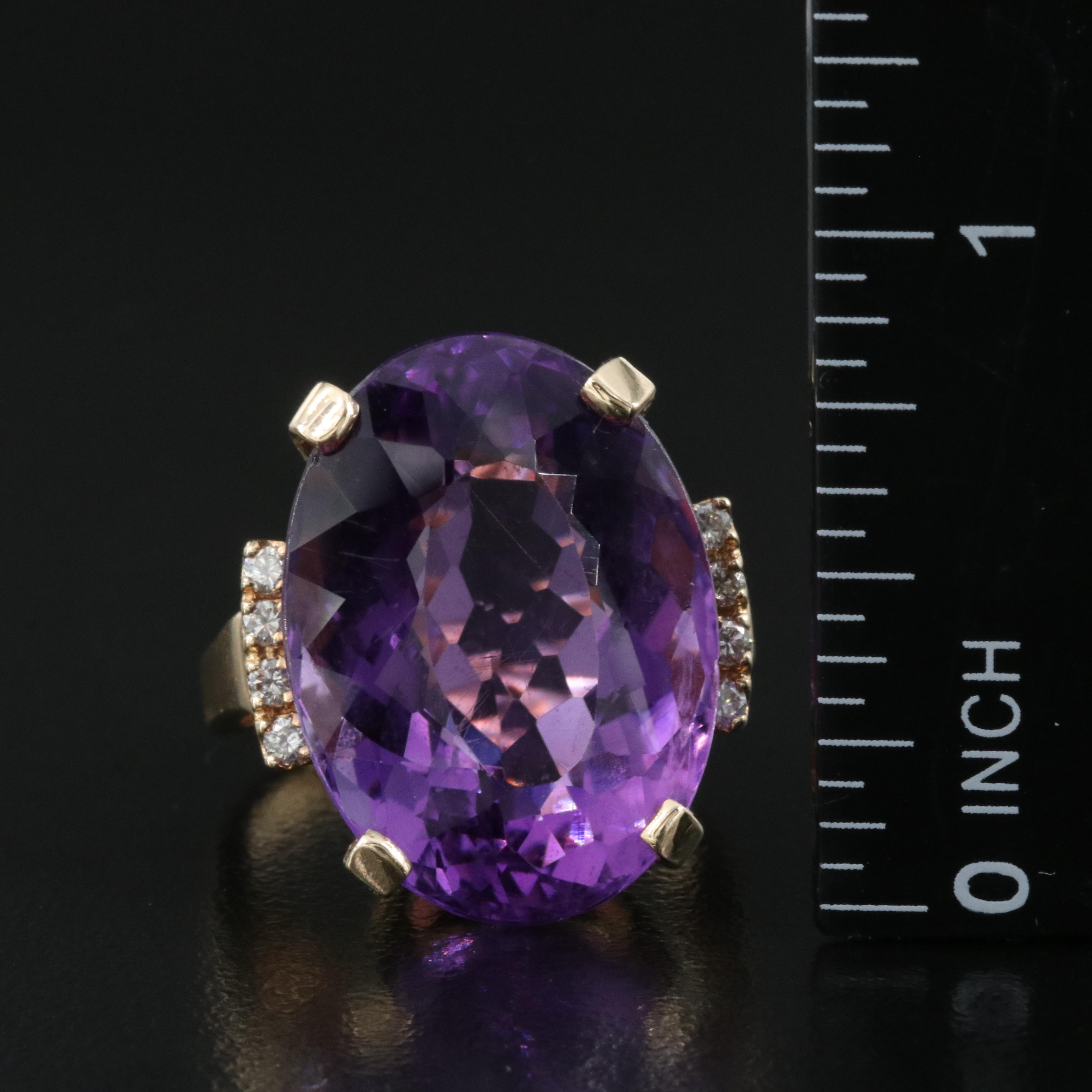 14K 23.92 CT Amethyst and Diamond Ring
