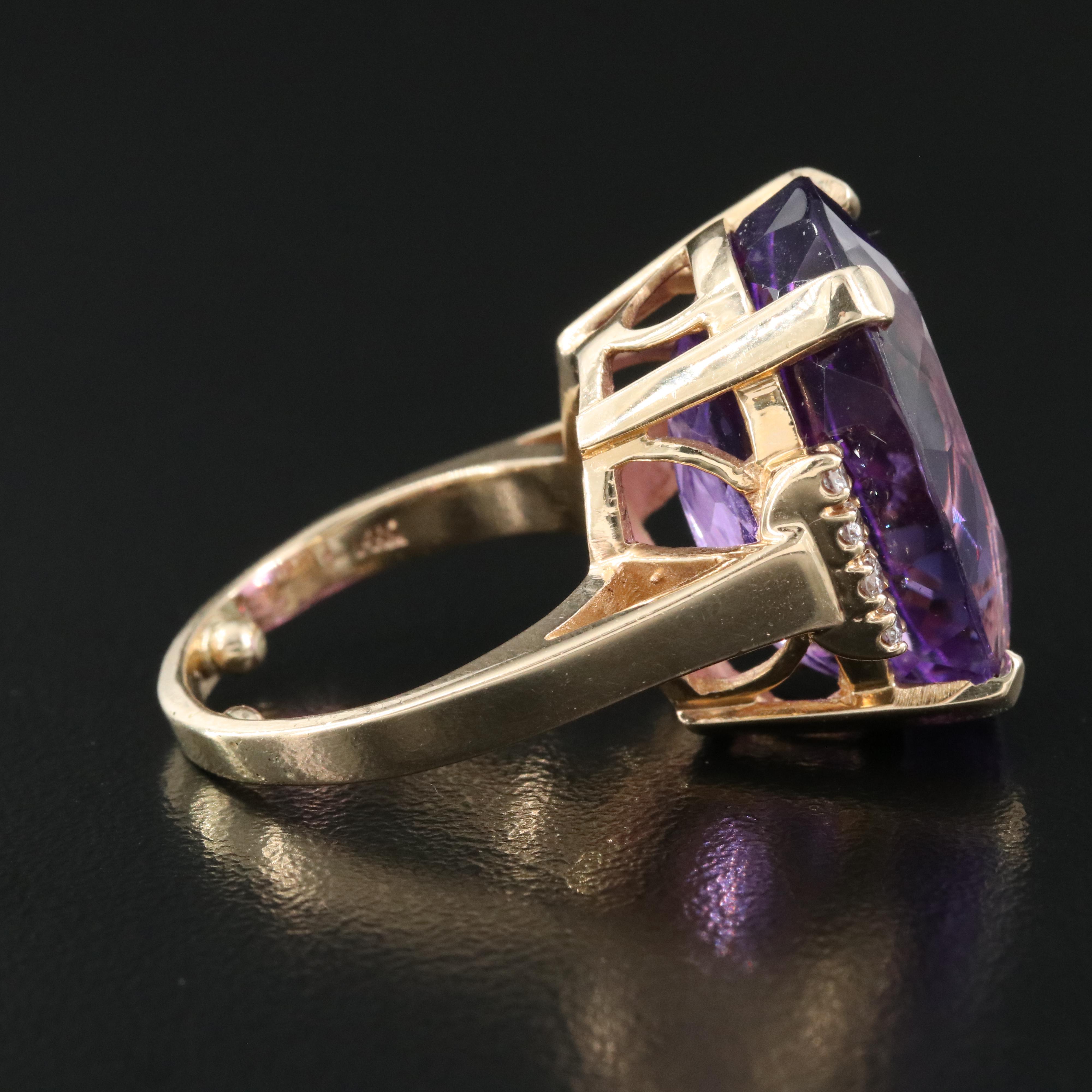 14K 23.92 CT Amethyst and Diamond Ring