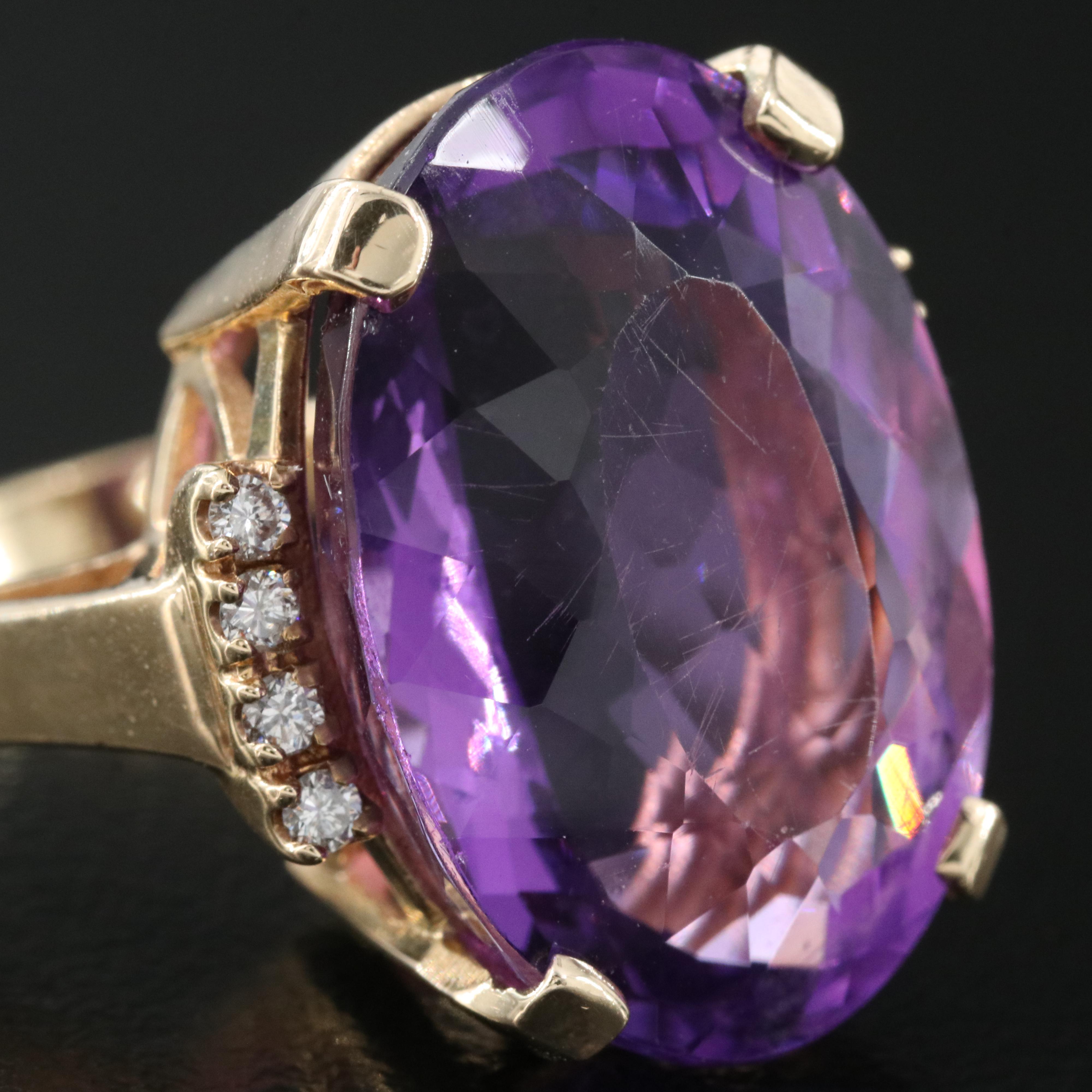 14K 23.92 CT Amethyst and Diamond Ring