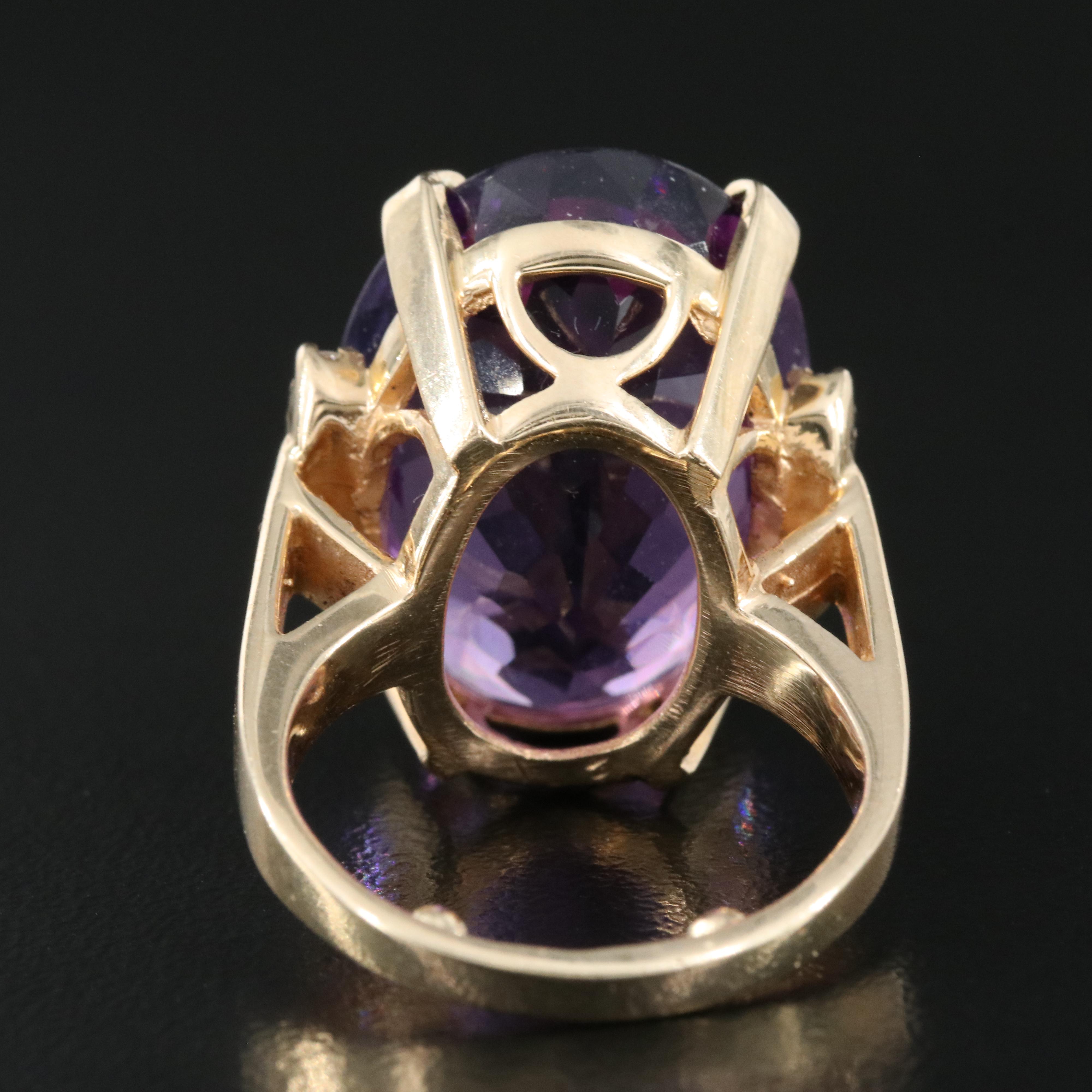 14K 23.92 CT Amethyst and Diamond Ring