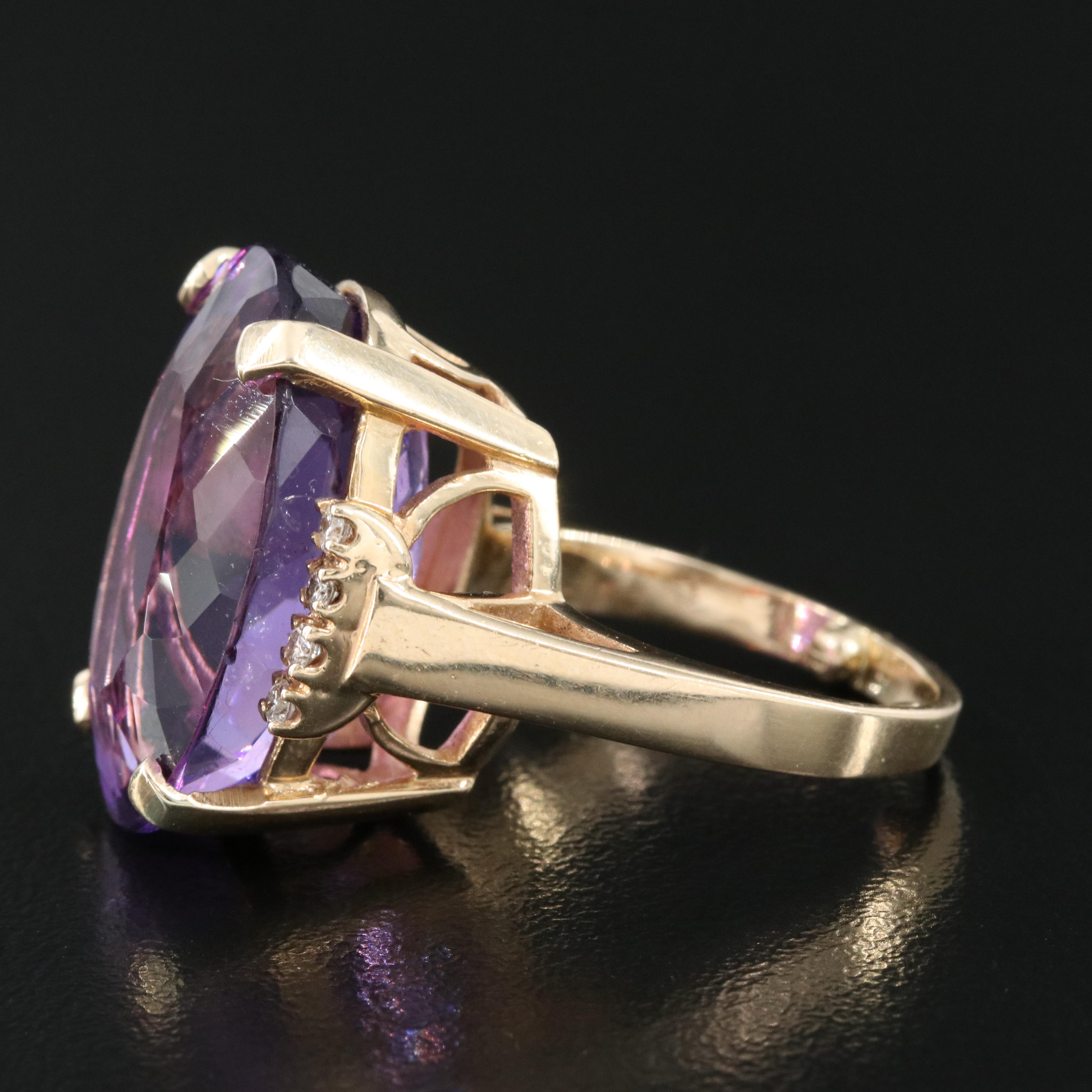 14K 23.92 CT Amethyst and Diamond Ring
