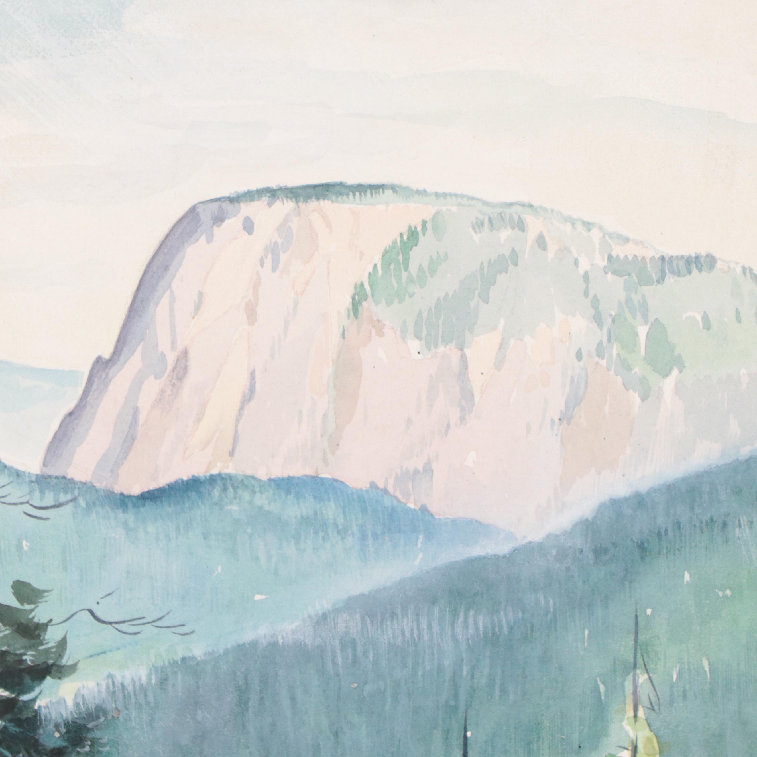 Dan Burne Jones Landscape Watercolor Painting "Hermit's Peak, New Mexico," 1944