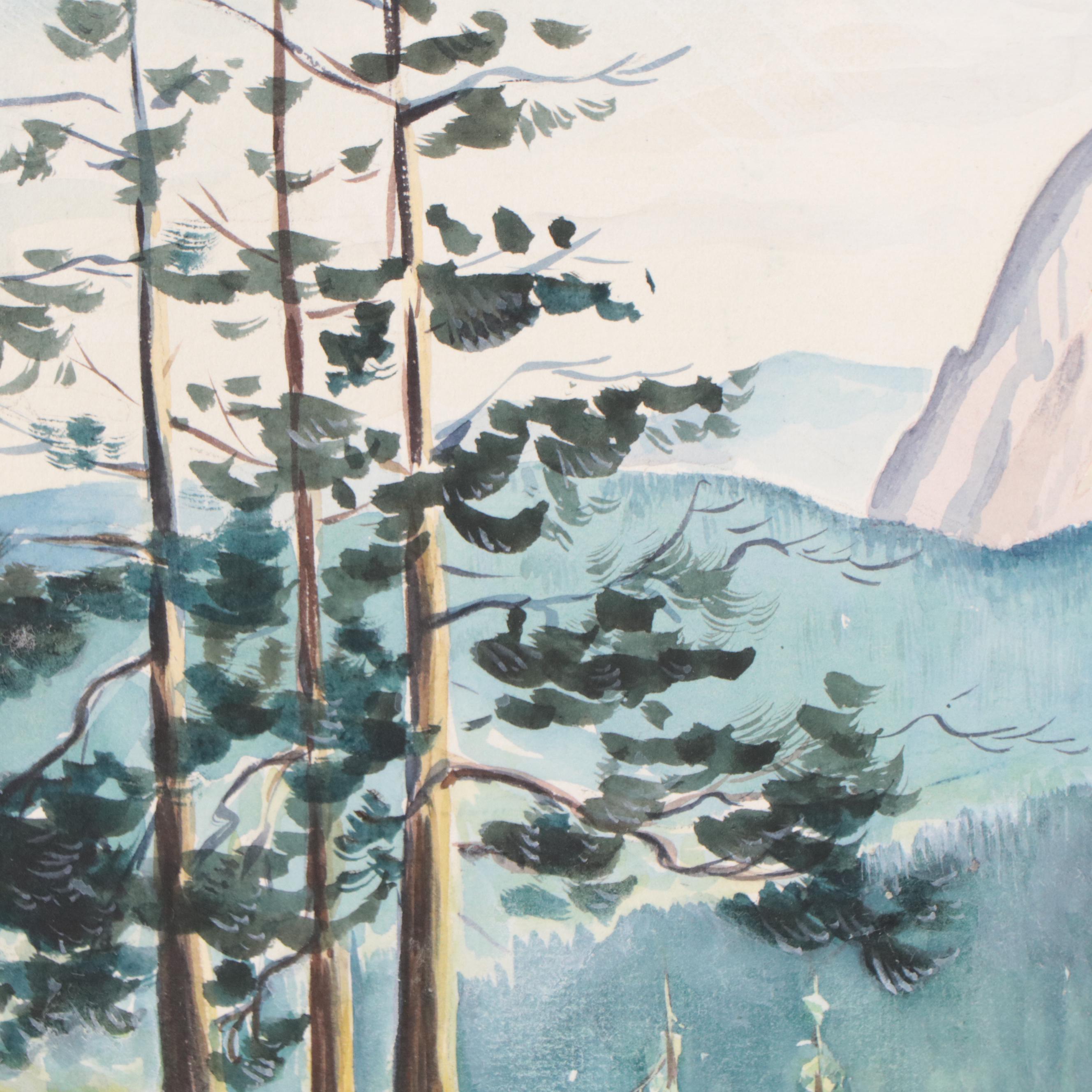 Dan Burne Jones Landscape Watercolor Painting "Hermit's Peak, New Mexico," 1944