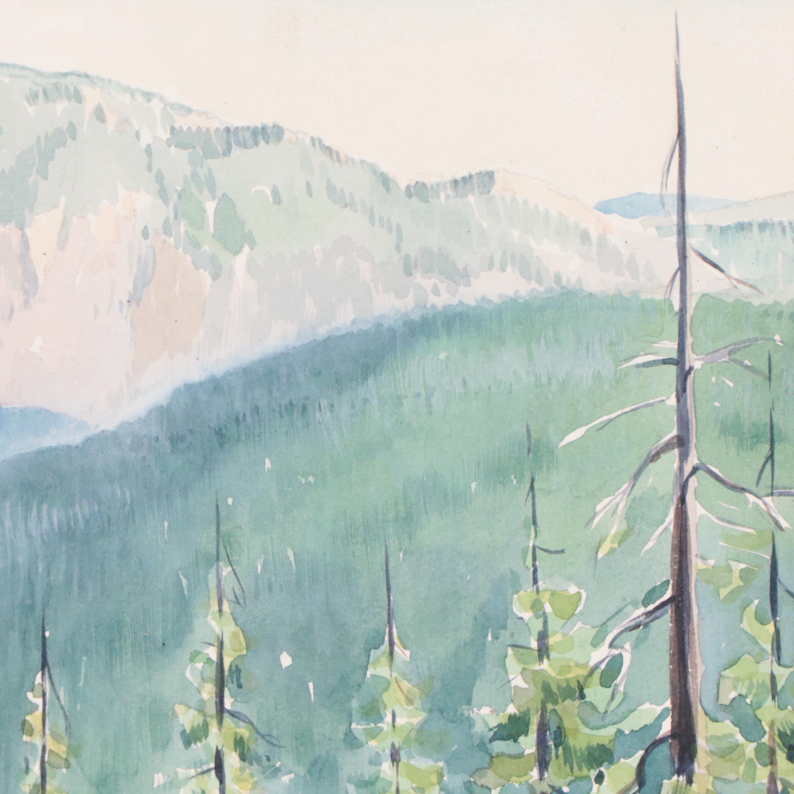 Dan Burne Jones Landscape Watercolor Painting "Hermit's Peak, New Mexico," 1944