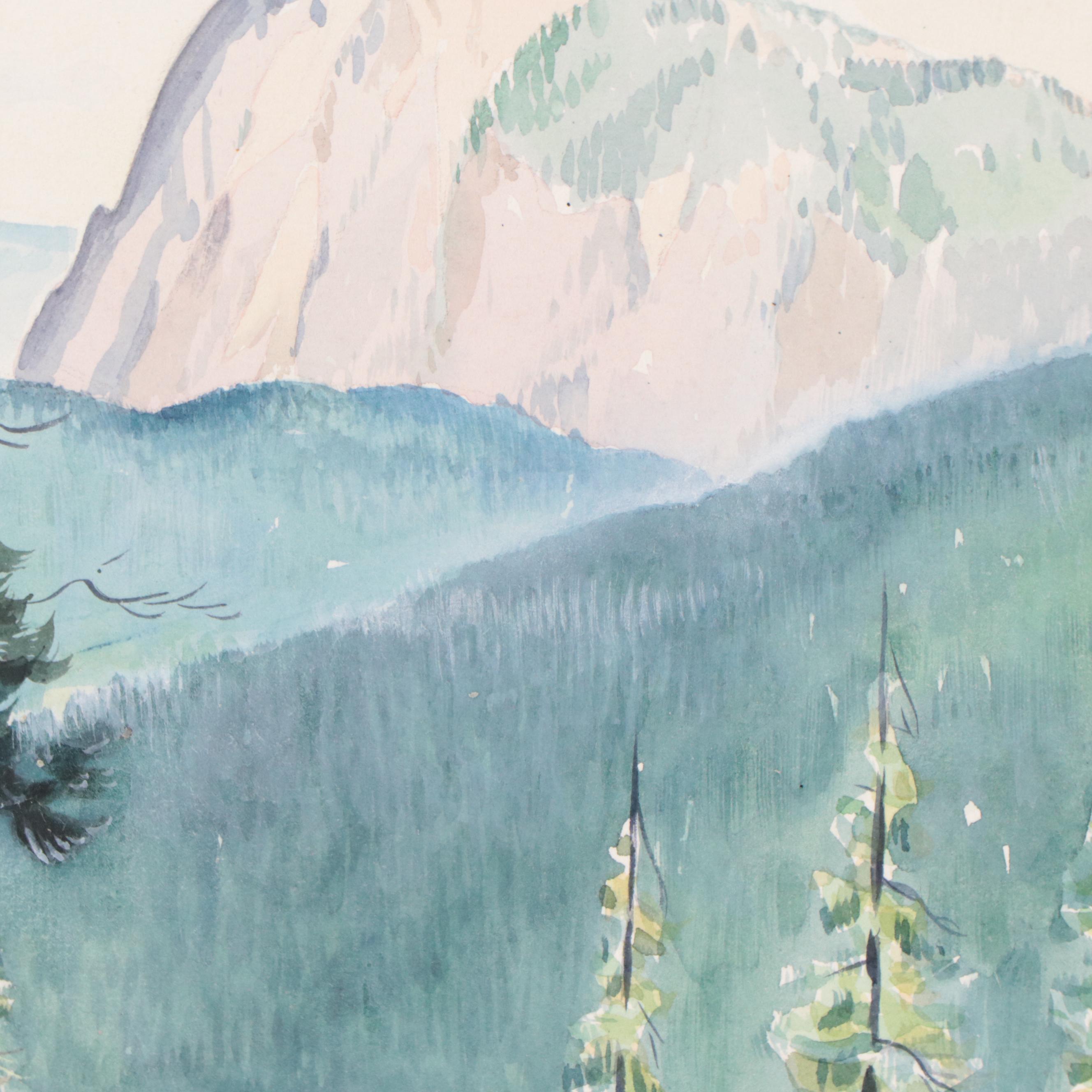 Dan Burne Jones Landscape Watercolor Painting "Hermit's Peak, New Mexico," 1944